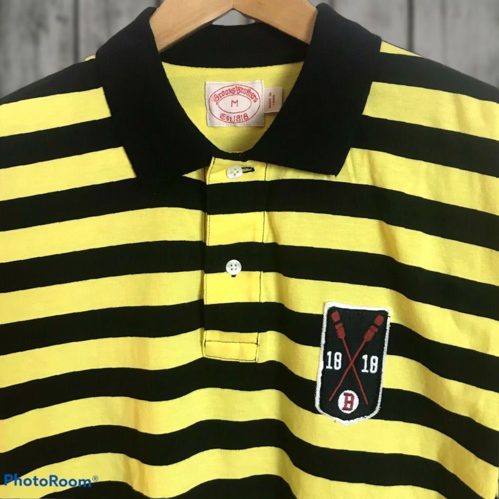 Brooks Brothers Brooks Brothers Polo Shirt Mens Medium Striped Blue Yellow Boat Patch Nautical Crew Neck Short Sleeve Casual Size US M / EU 48-50 / 2 - 1 Thumbnail