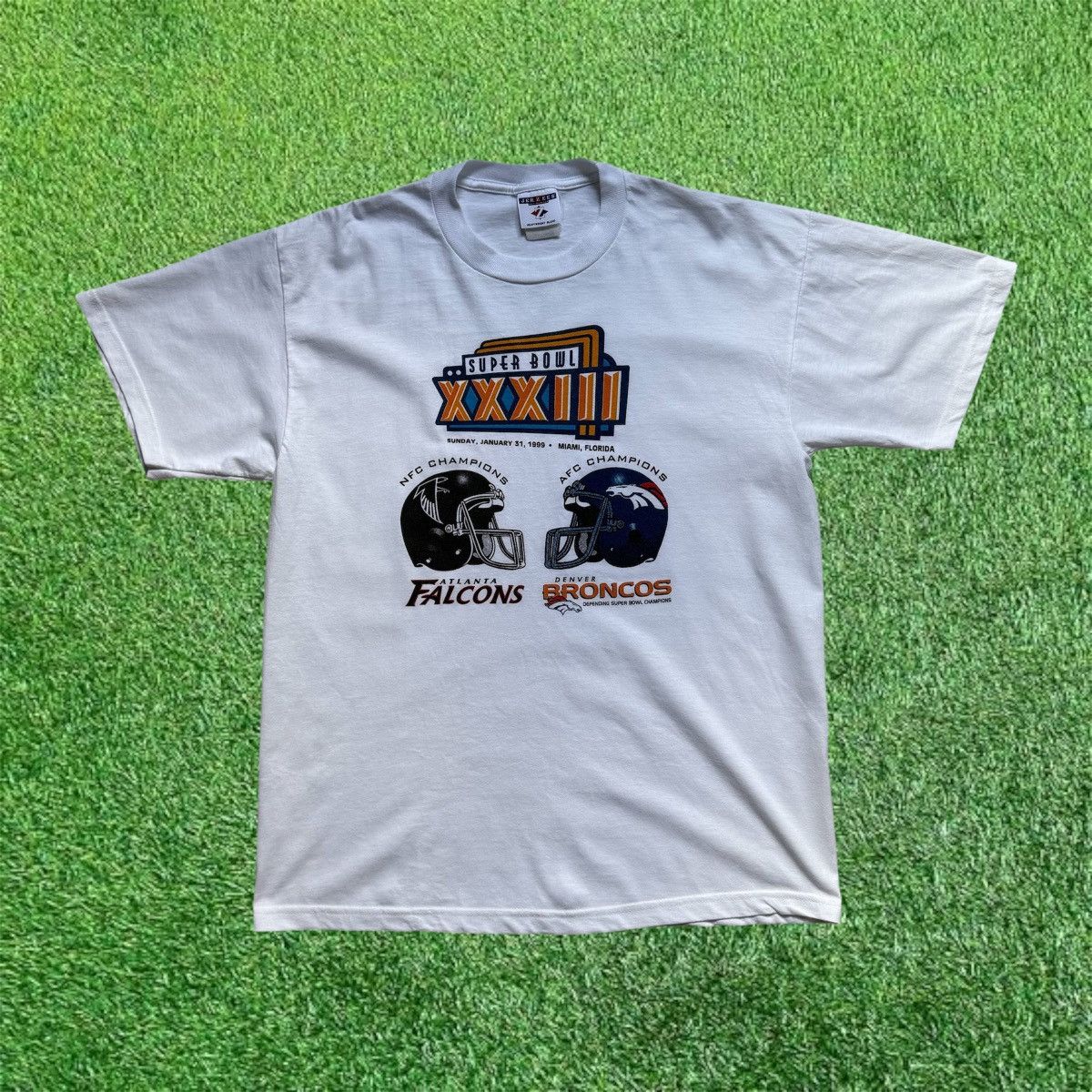 Jerzees Vintage SB XXXIII Falcons VS Broncos Tee Size US L / EU 52-54 / 3 - 1 Thumbnail