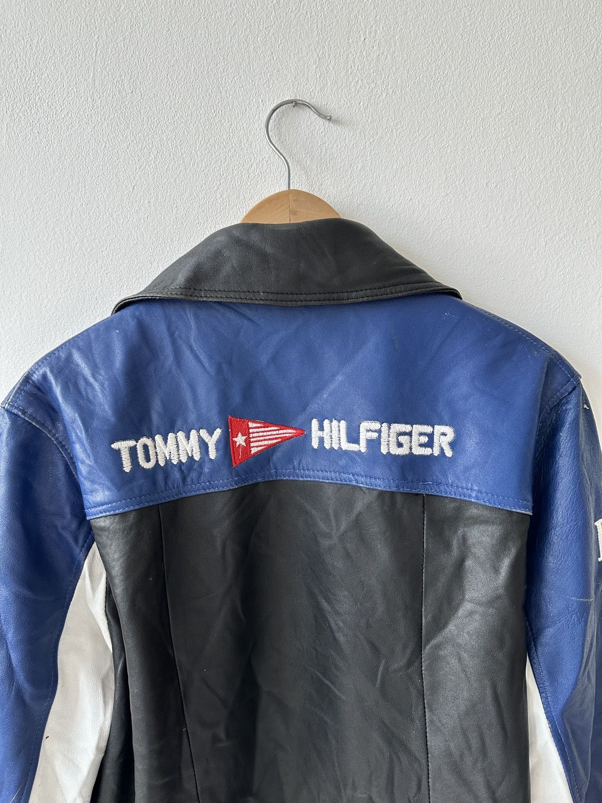Tommy Hilfiger × Vintage Vintage Tommy Hilfiger Faded Racing Biker Jacket Size US M / EU 48-50 / 2 - 17 Thumbnail