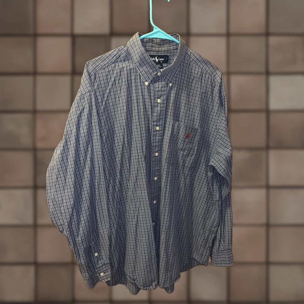 Polo Ralph Lauren Vintage Polo Ralph Lauren Blaire Fit Men's Shirt XL Blue Plaid Button-Down Cotton Casual Business Travel Wedding Mens Size US XL / EU 56 / 4 - 1 Thumbnail