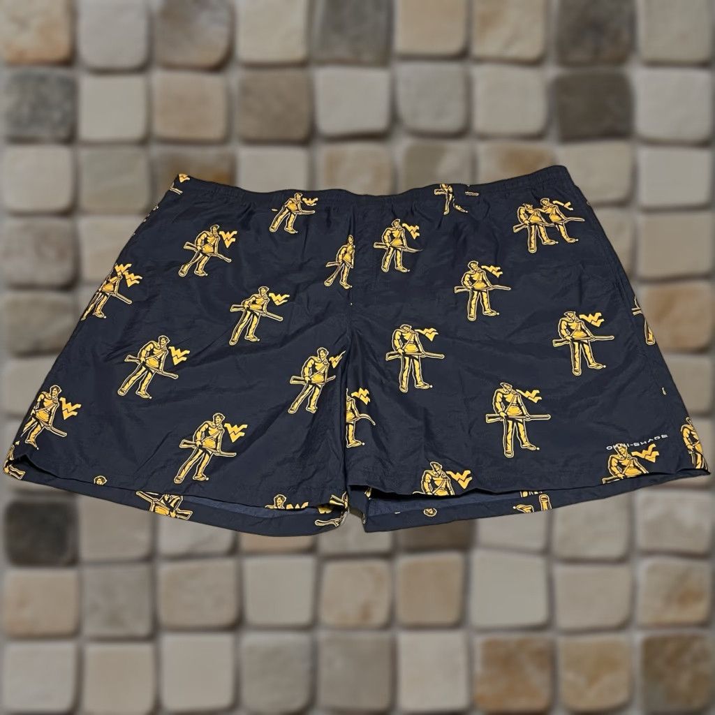 Vintage Columbia PFG Swim Trunks West Virginia Mountaineers Mens 3X Lined Short WVU Blue Beach Outdoor Trunks Mens Size US 39 - 1 Thumbnail