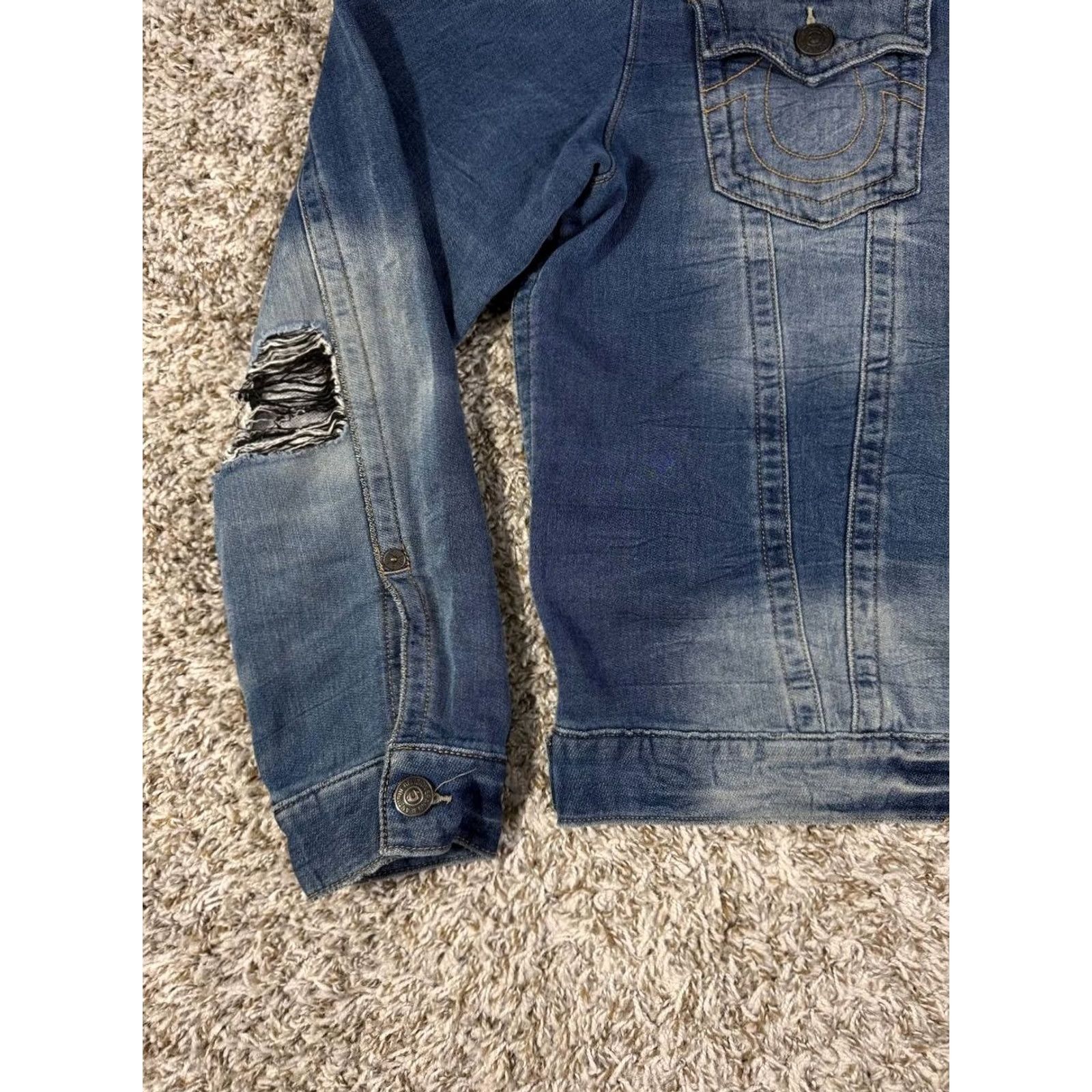 True Religion True Religion Jimmy Denim Jacket Slim Men's Size XL Blue Cotton Button Bomber Size US XL / EU 56 / 4 - 5 Thumbnail