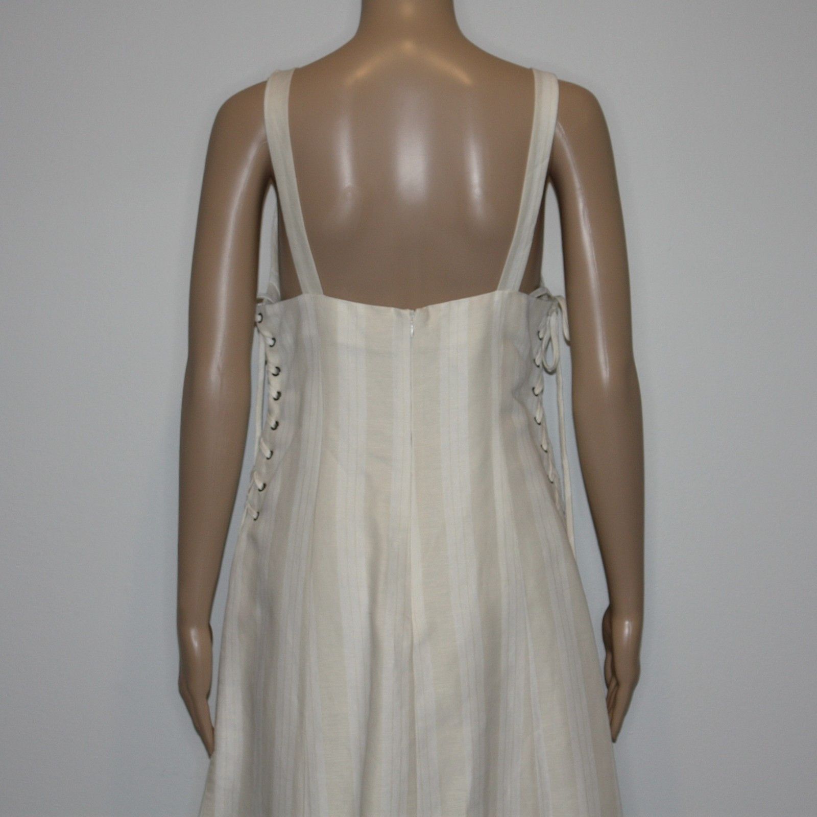 ASTR The Label Elena Beige Striped Lace-up Midi Dress size L $148 NWOT Size L / US 10 / IT 46 - 9 Thumbnail