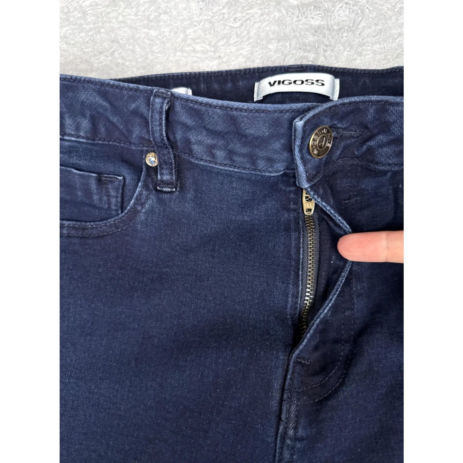 Vintage VIGOSS Jagger Flare Jeans Womens 32 Blue Dark Wash Mid Rise Stretch Denim 32x29 Jeans Womens Boys Girls Mens Size 24" / US 00 / IT 34 - 5 Thumbnail