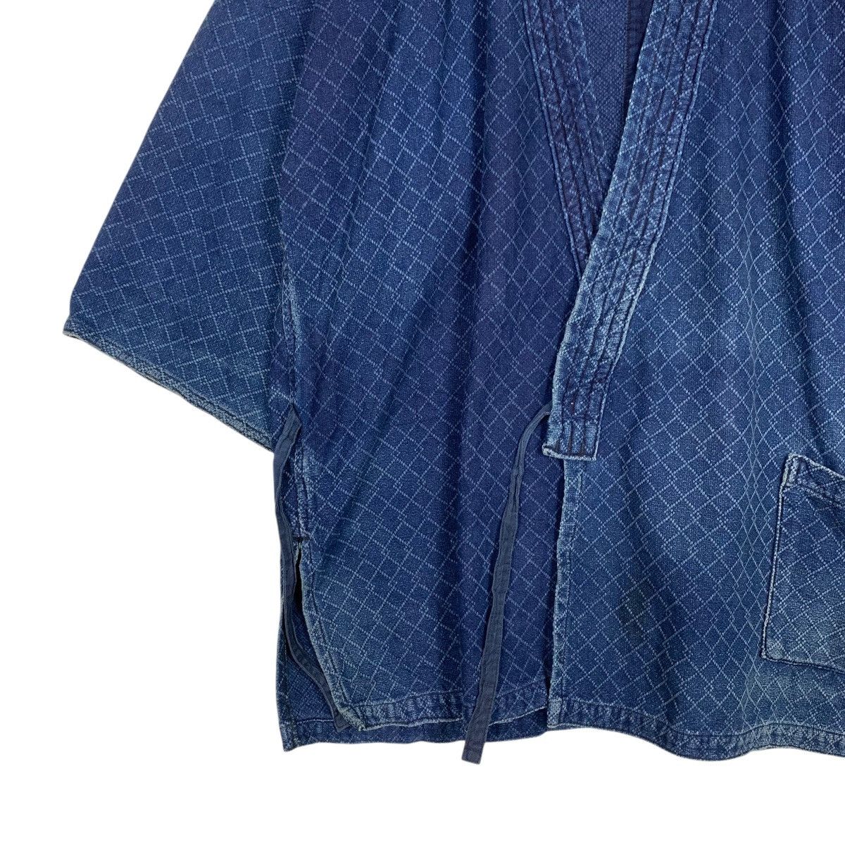 Vintage 90's Blue Indigo Sashiko Thick Weave Kimono #2742-C123 Size US L / EU 52-54 / 3 - 5 Thumbnail