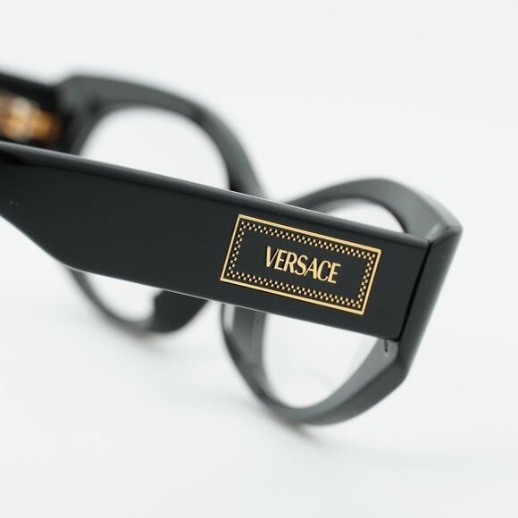 Versace Versace VE3369F GB1 Eyeglasses Black 53mm Oval Frame Size ONE SIZE - 6 Thumbnail