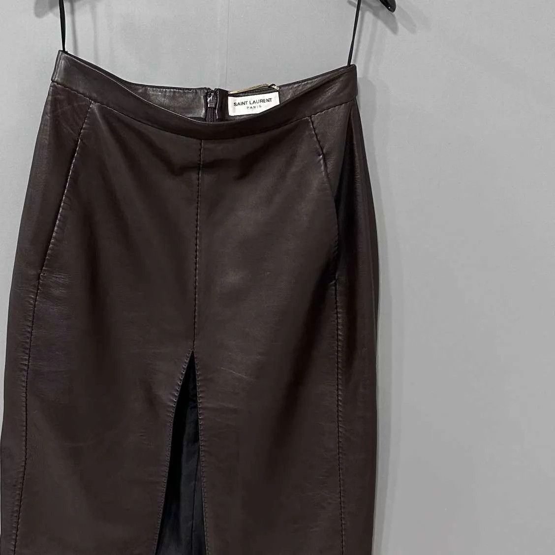 Saint Laurent Paris Saint Laurent Paris Women's Black Leather Skirt 36 Size 26" / US 2 / IT 38 - 1 Thumbnail