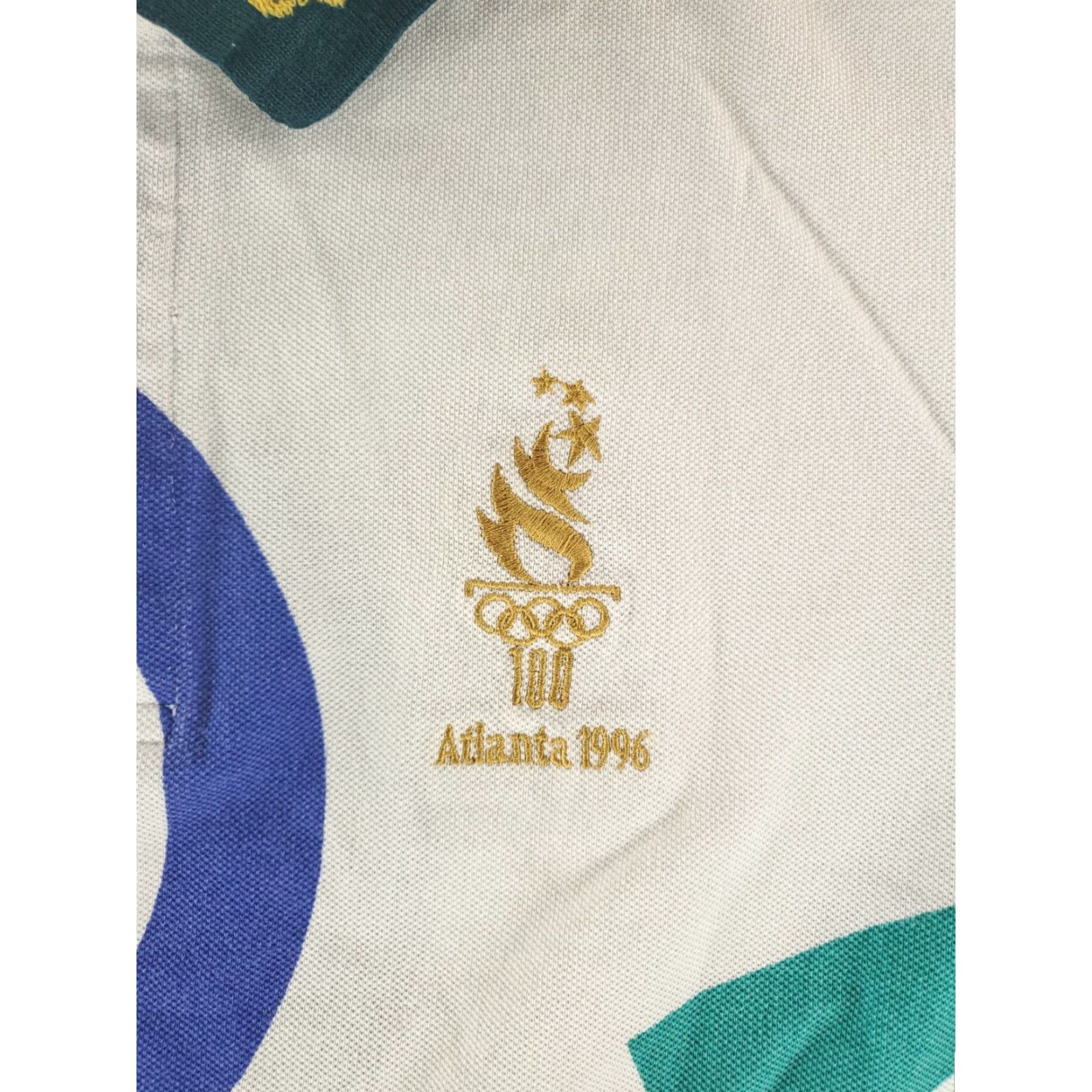 Hanes VINTAGE Hanes 1996 Atlanta Olympics Polo Shirt AOP White Green Blue Mens M Size US M / EU 48-50 / 2 - 2 Thumbnail