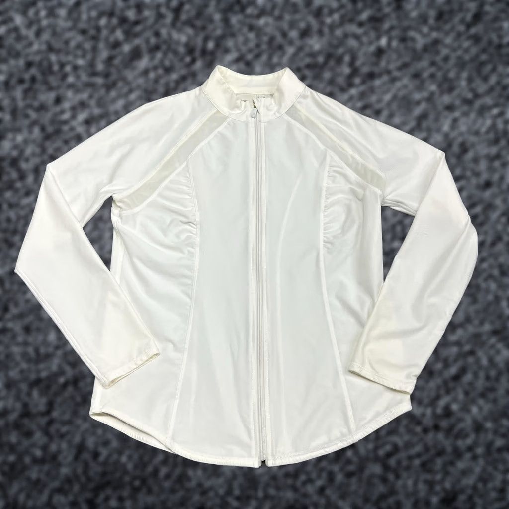 Vintage Chicos Zenergy Jacket Womens 0 White Track Mock Neck Stretch Activewear Size XS / US 0-2 / IT 36-38 - 1 Thumbnail
