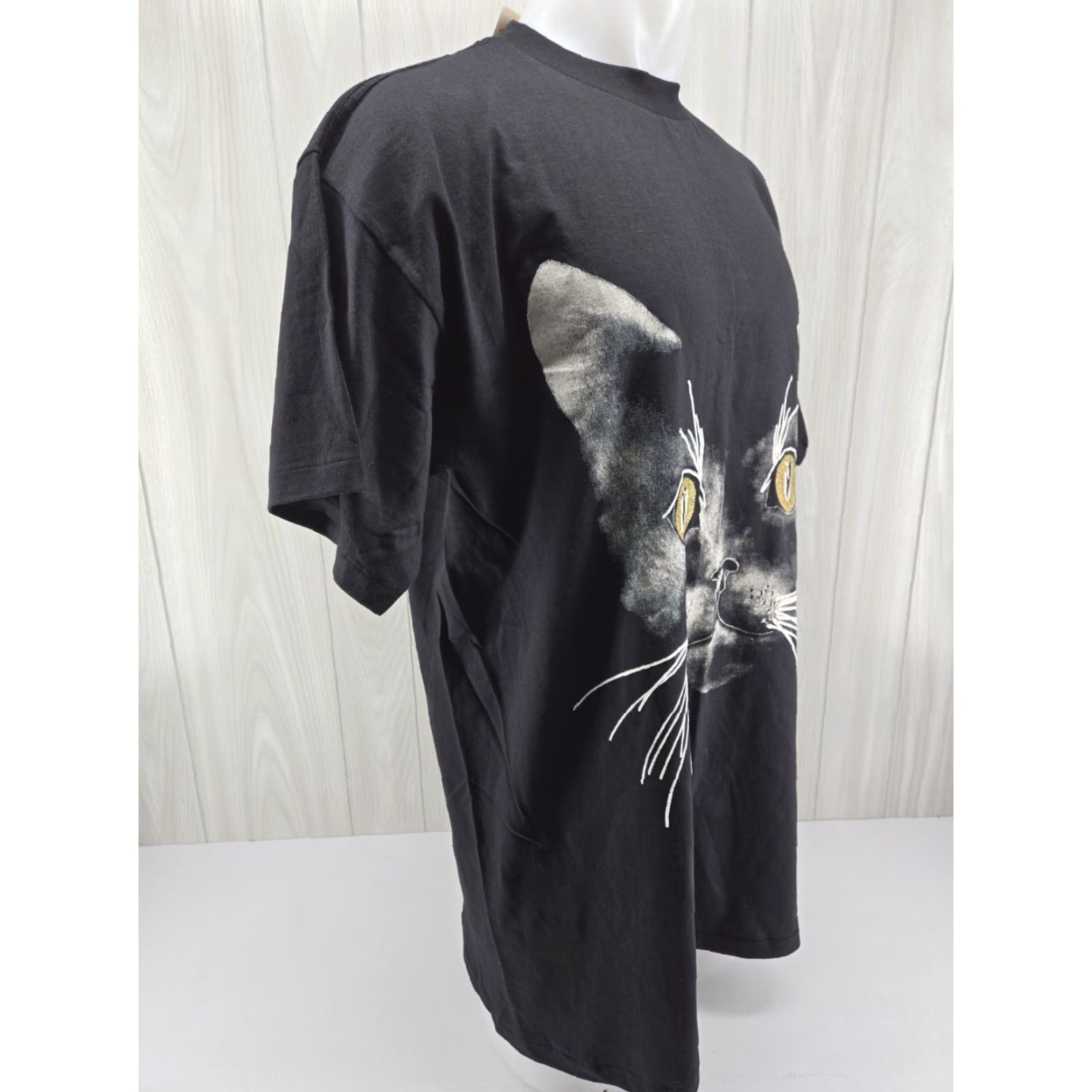 Vintage VINTAGE Skeezix Wild Hare Cat Face Black T-Shirt 2XL Short Sleeve Mens 90s Wild Hare Cat Face Black Short Sleeve T Shirt Single Stitch Size US XXL / EU 58 / 5 - 7 Thumbnail
