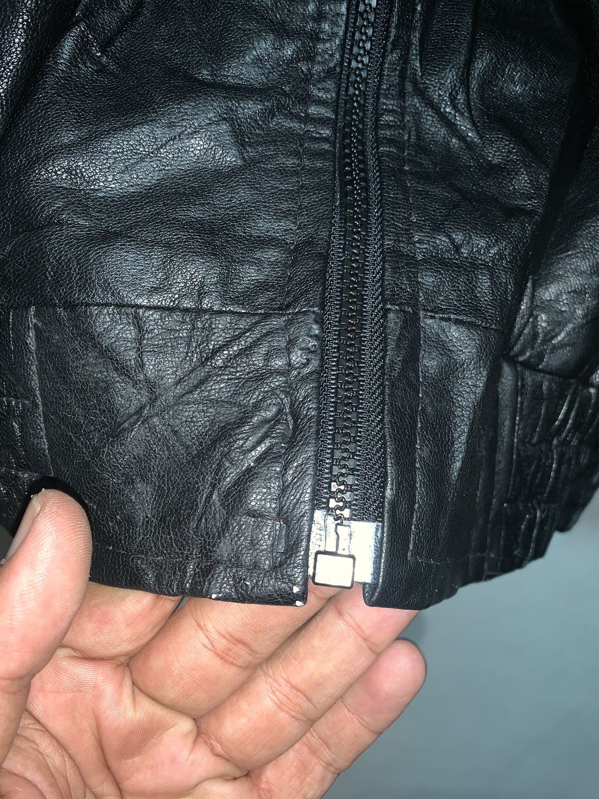 Vintage Vtg OMNI DESIGN Leather Jacket sheep skin Size US L / EU 52-54 / 3 - 6 Thumbnail