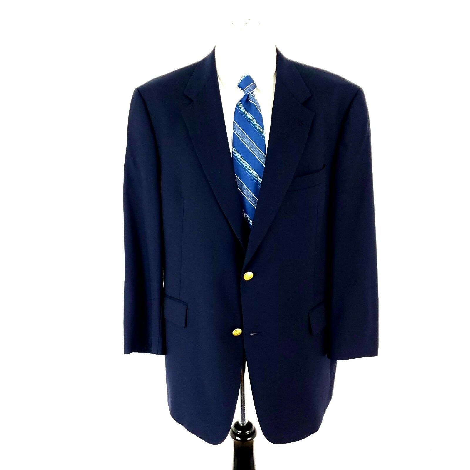 Hart Schaffner Marx Hart Schaffner Marx Wool 2 Gold Button Blazer 42R Blue Size 42R - 3 Thumbnail