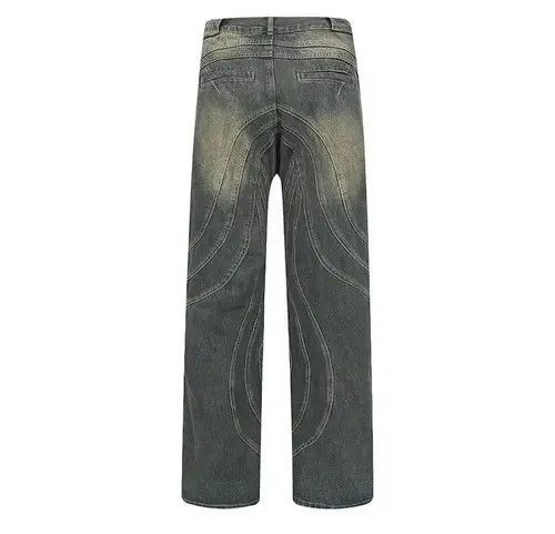 Other Y2K Painted Circle Striped Baggy Jeans Size US 33 - 4 Thumbnail