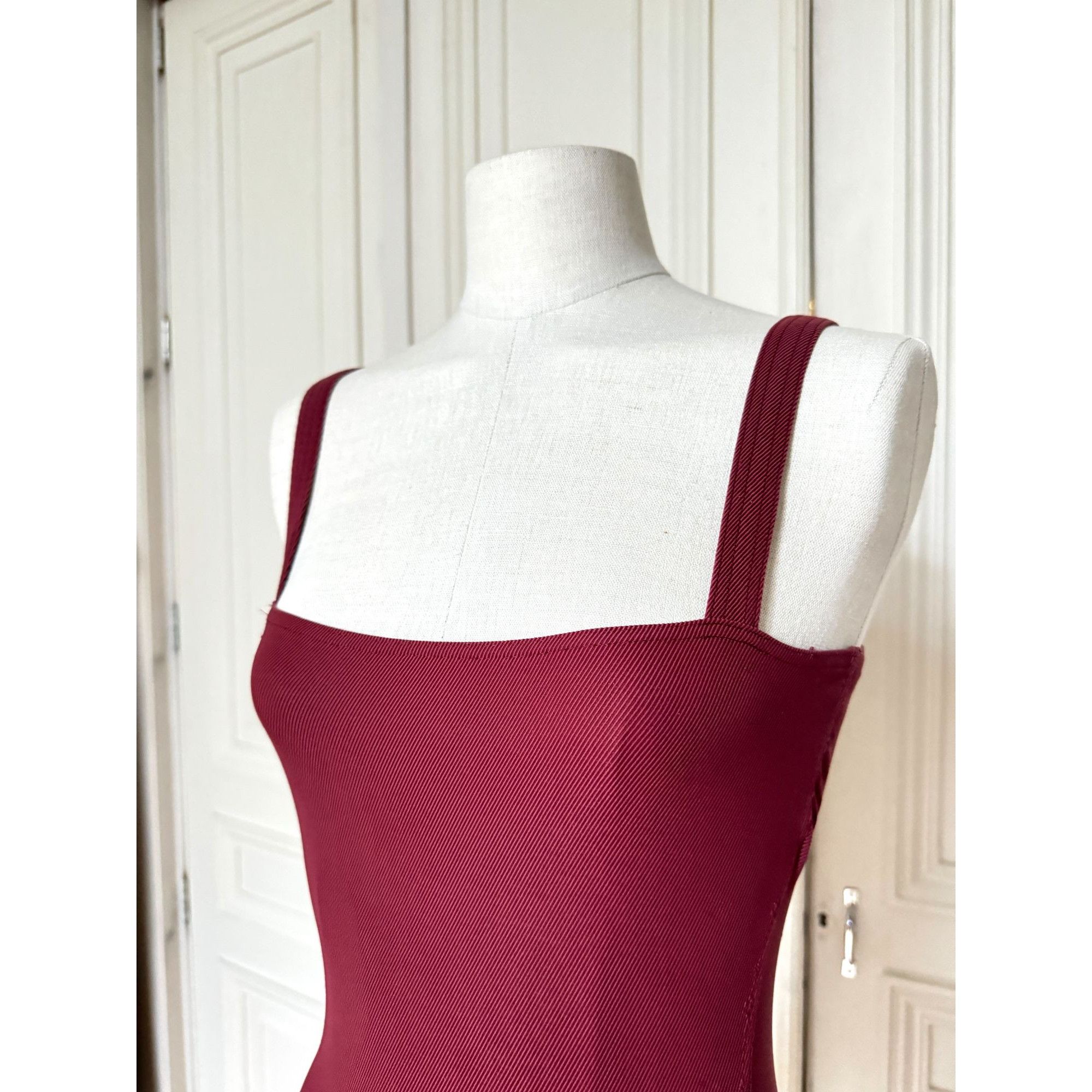 Hermes Burgundy One-Piece Swimsuit Size S / US 4 / IT 40 - 4 Thumbnail