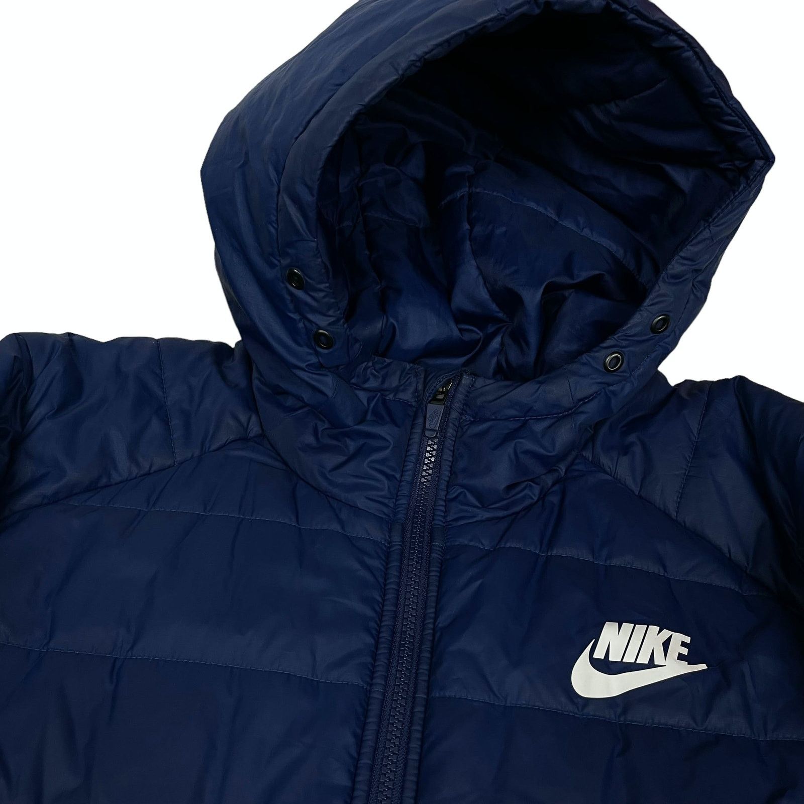 Nike Nike Men Blue Long Sleeve Full Zip Hooded Puffer Jacket XL Size US XL / EU 56 / 4 - 4 Thumbnail