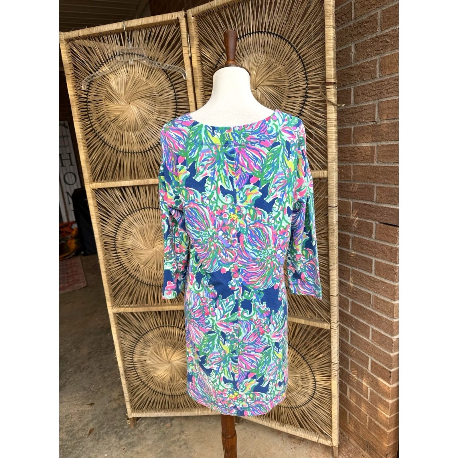 Lilly Pulitzer Lilly Pulitzer Justina Exotic Escapade Dress Shirt Womens Midi V-Neck 3/4 Sleeve Pockets Multicolor Floral XS S Size S / US 4 / IT 40 - 3 Thumbnail