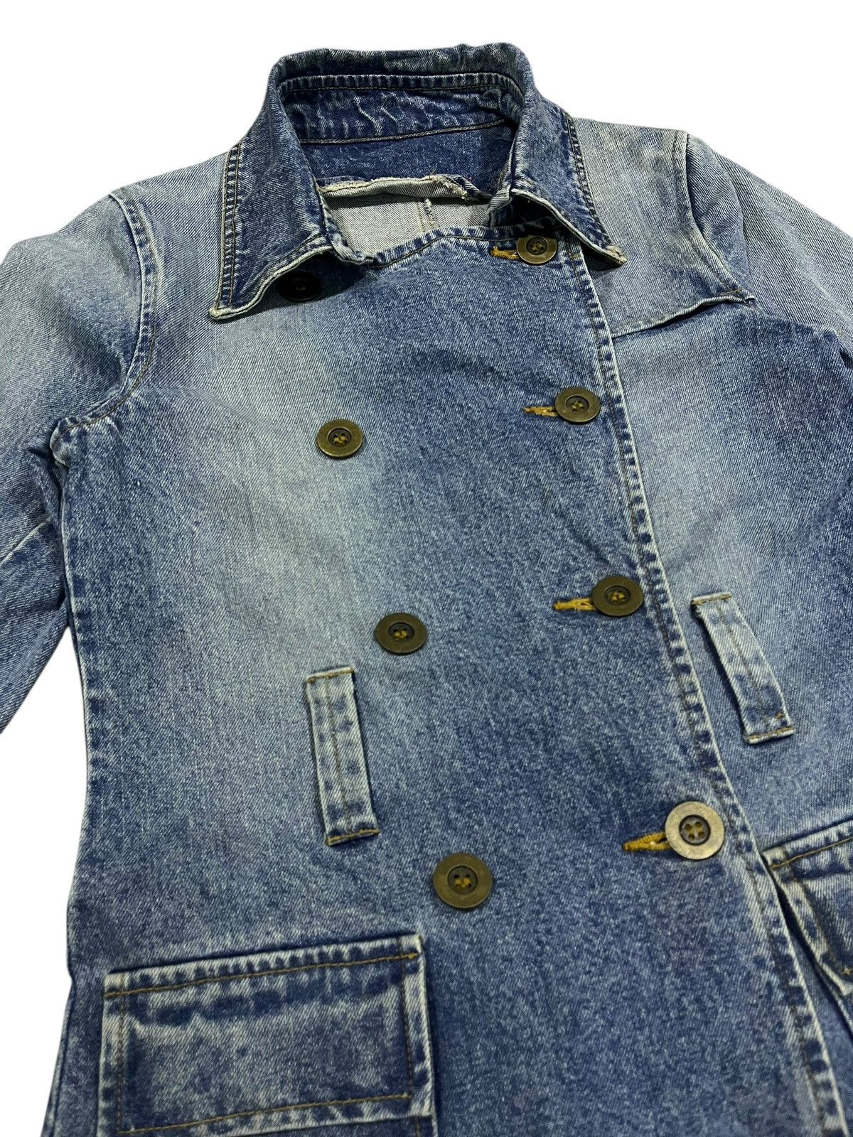 Hysteric Glamour 🇯🇵 BLUE MOON BLUE JAPAN DOUBLE BREASTED DENIM LONG JACKET Size ONE SIZE - 3 Thumbnail
