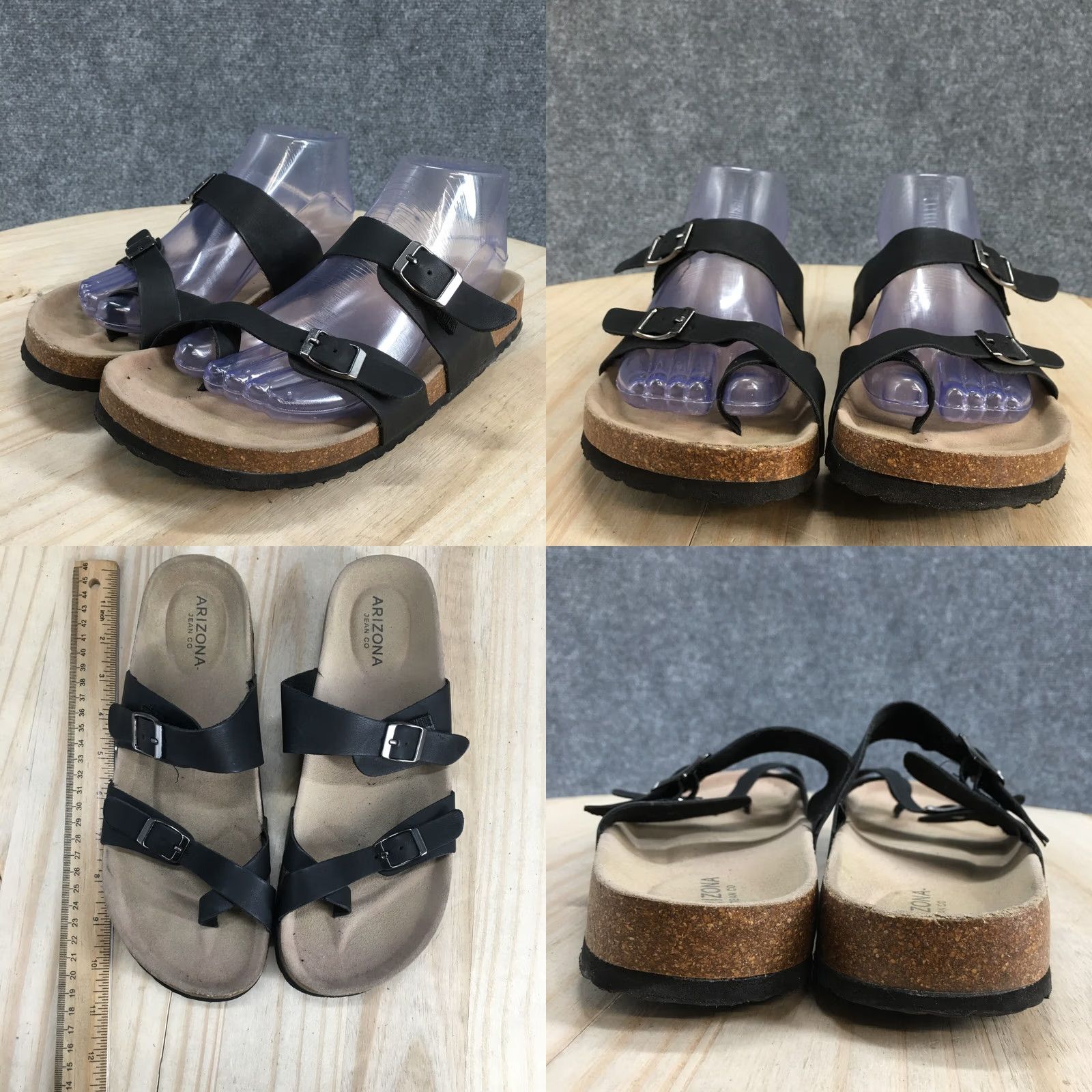 Vintage Arizona Jean Co Sandals Womens 9 Slip On Toe Loop Slide Flats Black Casual Flat Size 9 Women Shoes Size 30" / US 8 / IT 44 - 8 Thumbnail