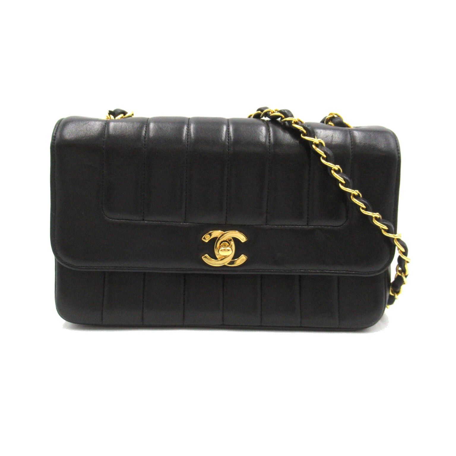 Chanel Chanel Mademoiselle Line Chain Shoulder Bag Lambskin (Sheepskin) Black Gold Hardware Size ONE SIZE - 1 Thumbnail