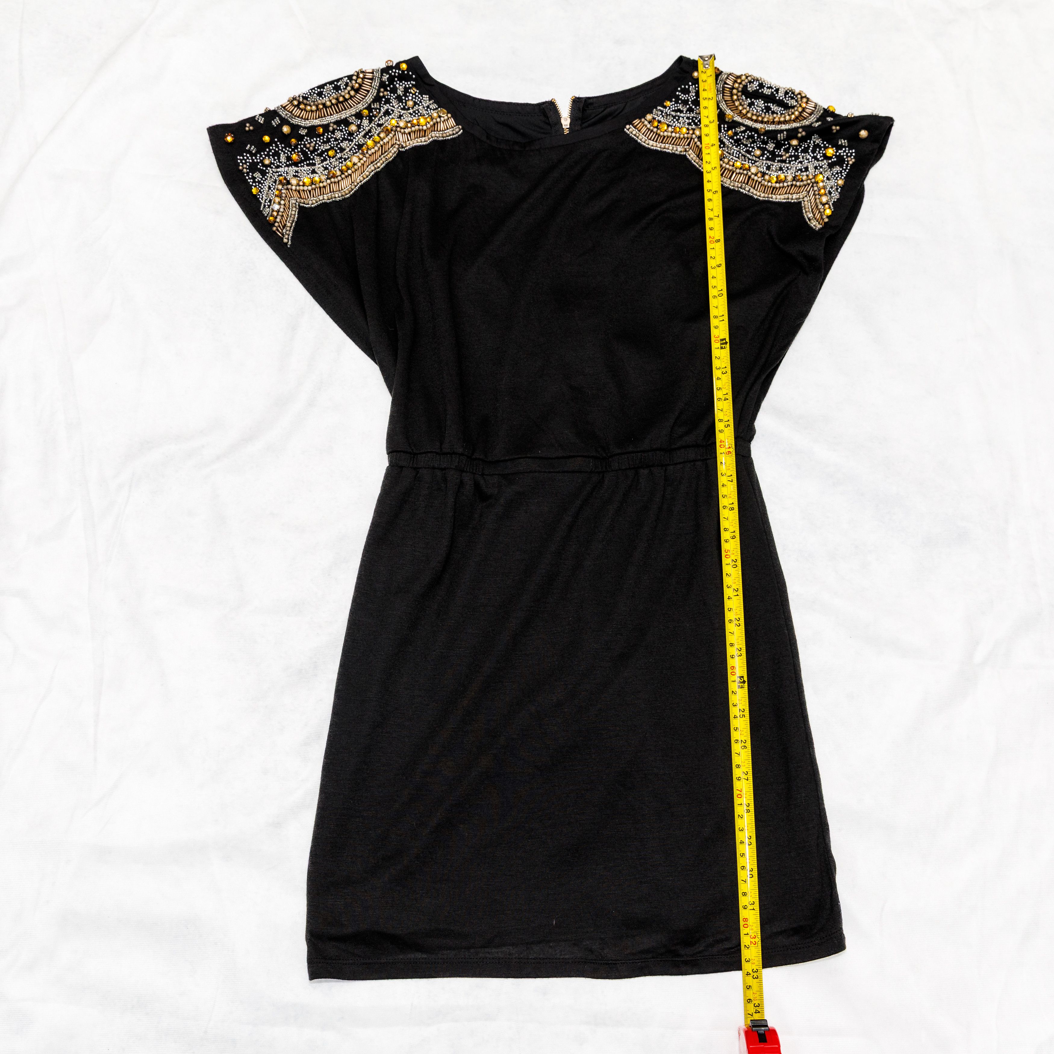 Other Isabel Lu Wool Studded Beaded Rhinestone Mini Black Dress Size S / US 4 / IT 40 - 3 Thumbnail