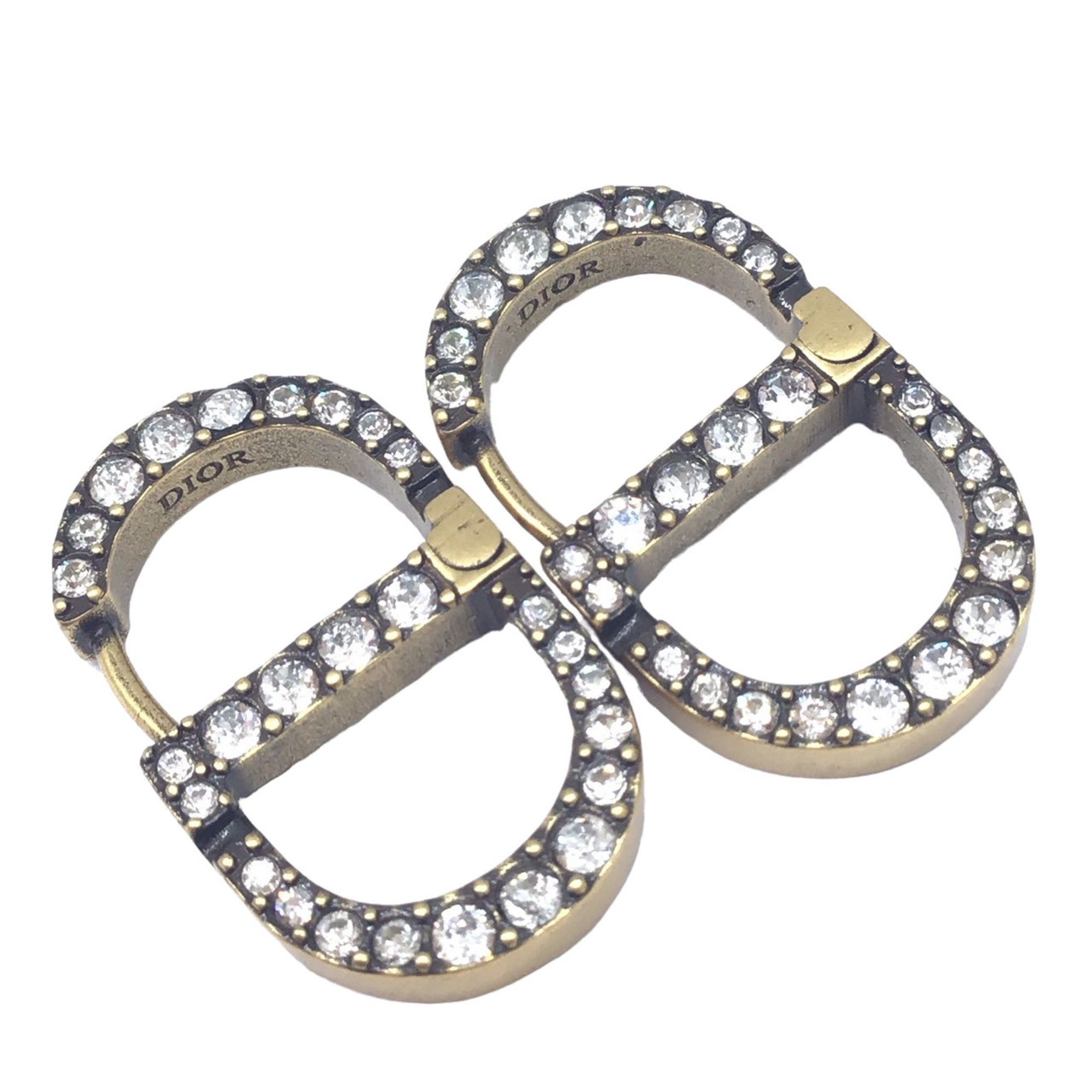 image of Christian Dior Dior Cd Stud Earrings Rhinestone Plated Gp Ear Accessories Costume Women Men Unisex 