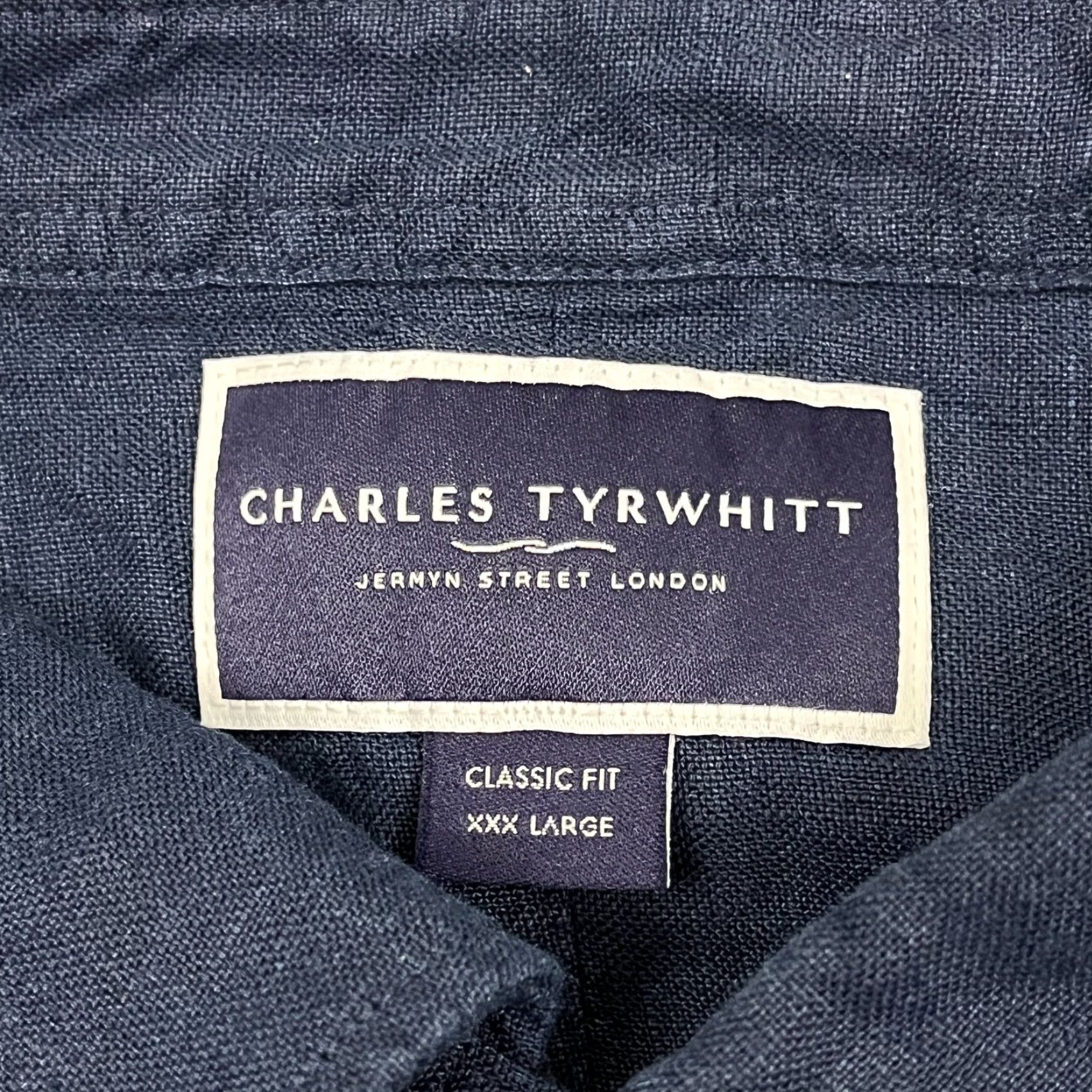 Charles Tyrwhitt Charles Tyrwhitt Shirt Mens 3XL XXXL Classic Fit Navy Blue 100% Linen Button Up Shirt Size US XXL / EU 58 / 5 - 2 Thumbnail