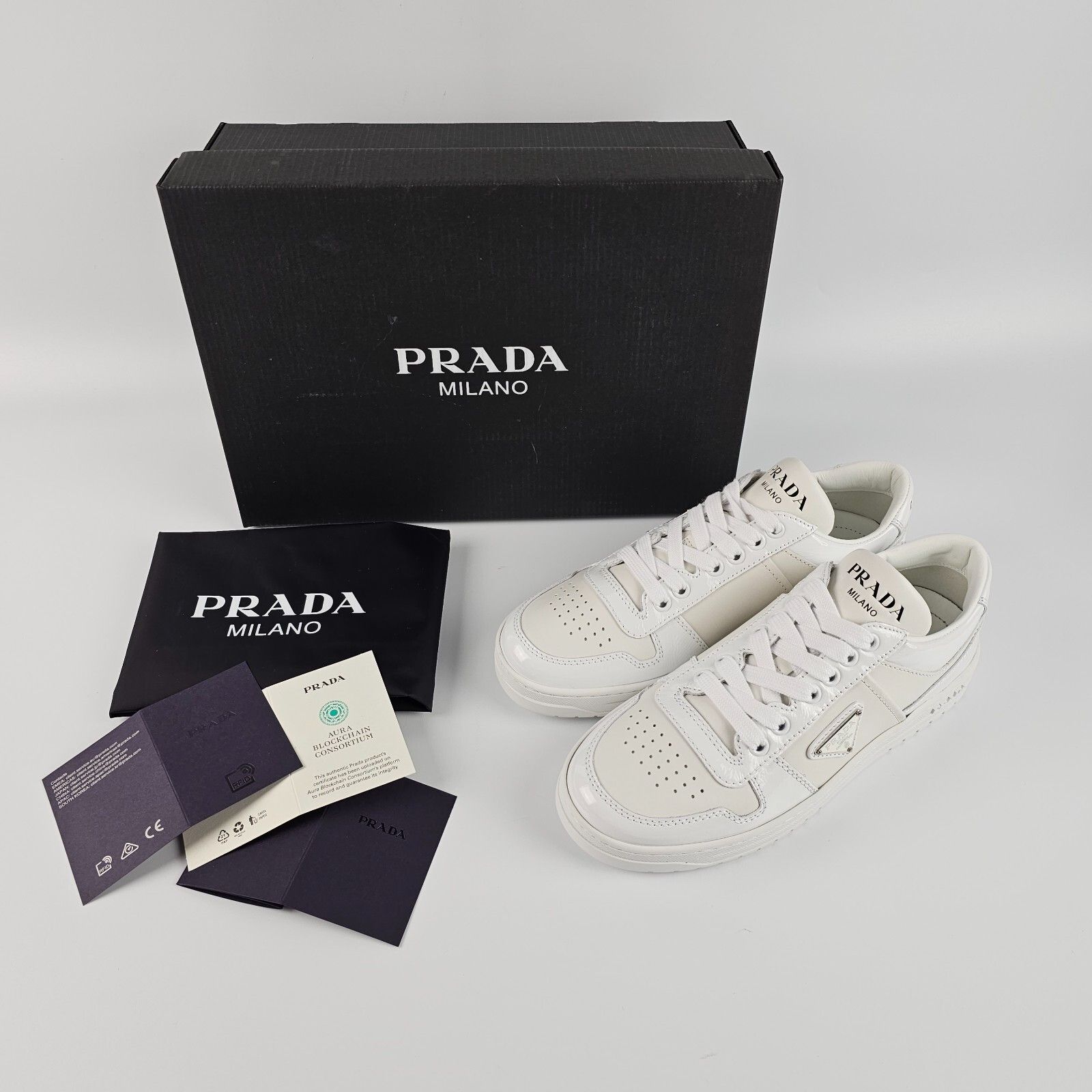 Prada PRADA Downtown $1120 White Leather Sneakers Authentic New Size US 10 / IT 40 - 3 Thumbnail