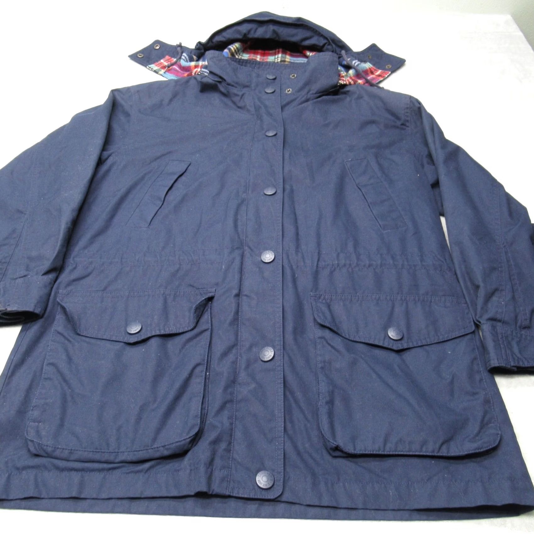 Eddie Bauer Eddie Bauer Parka Jacket Women Medium Blue Canvas Hooded Lined Wool Flannel Pocket Long Coat Size M / US 6-8 / IT 42-44 - 6 Thumbnail