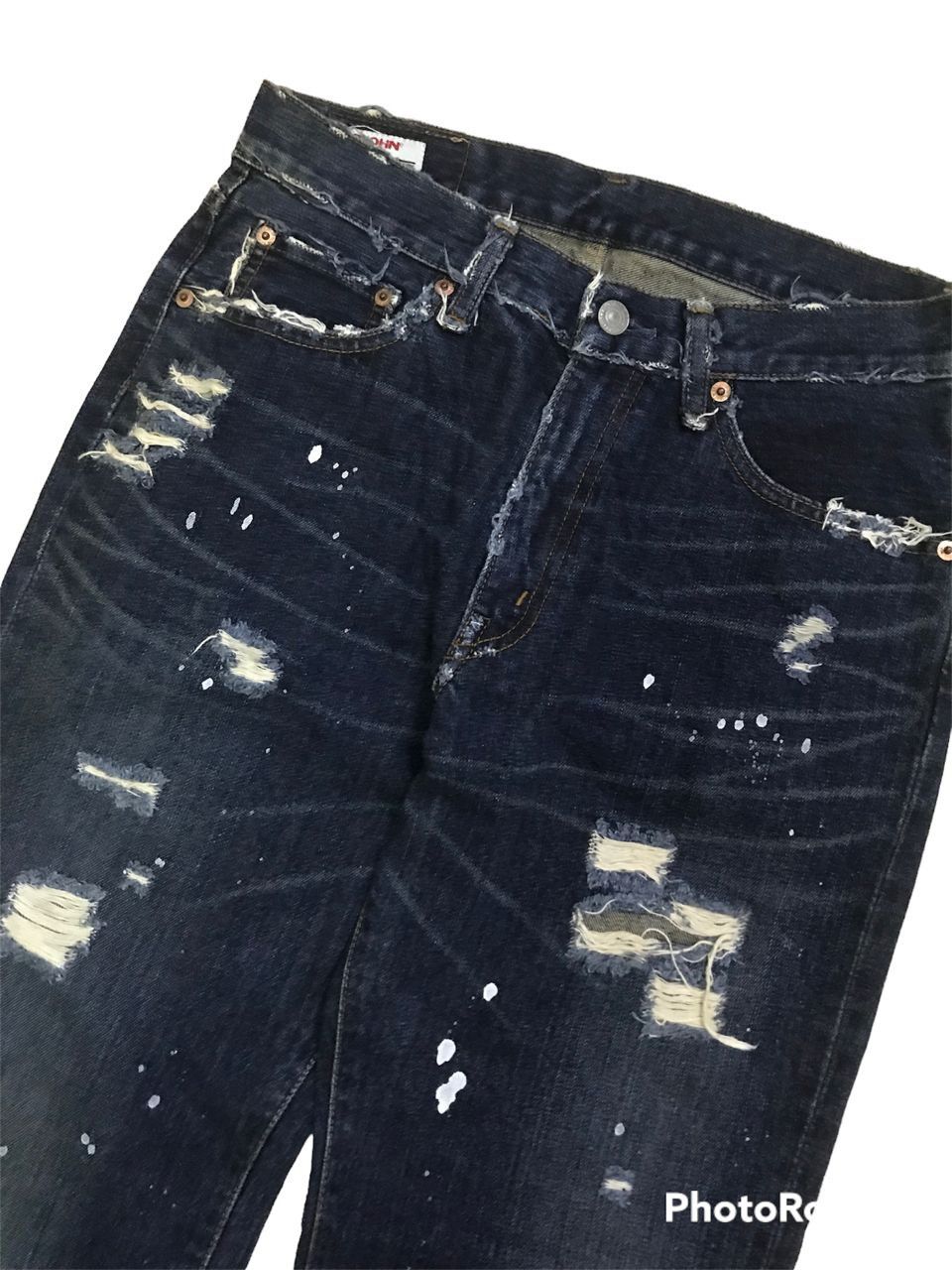 Big John 💥Vintage Big John Distressed Painted Denim Size US 28 / EU 44 - 2 Thumbnail