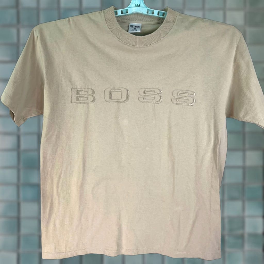 Vintage BOSS Shirt Mens Size L Short Sleeve Cotton Embroidered Logo Tan Brown Size US L / EU 52-54 / 3 - 1 Thumbnail