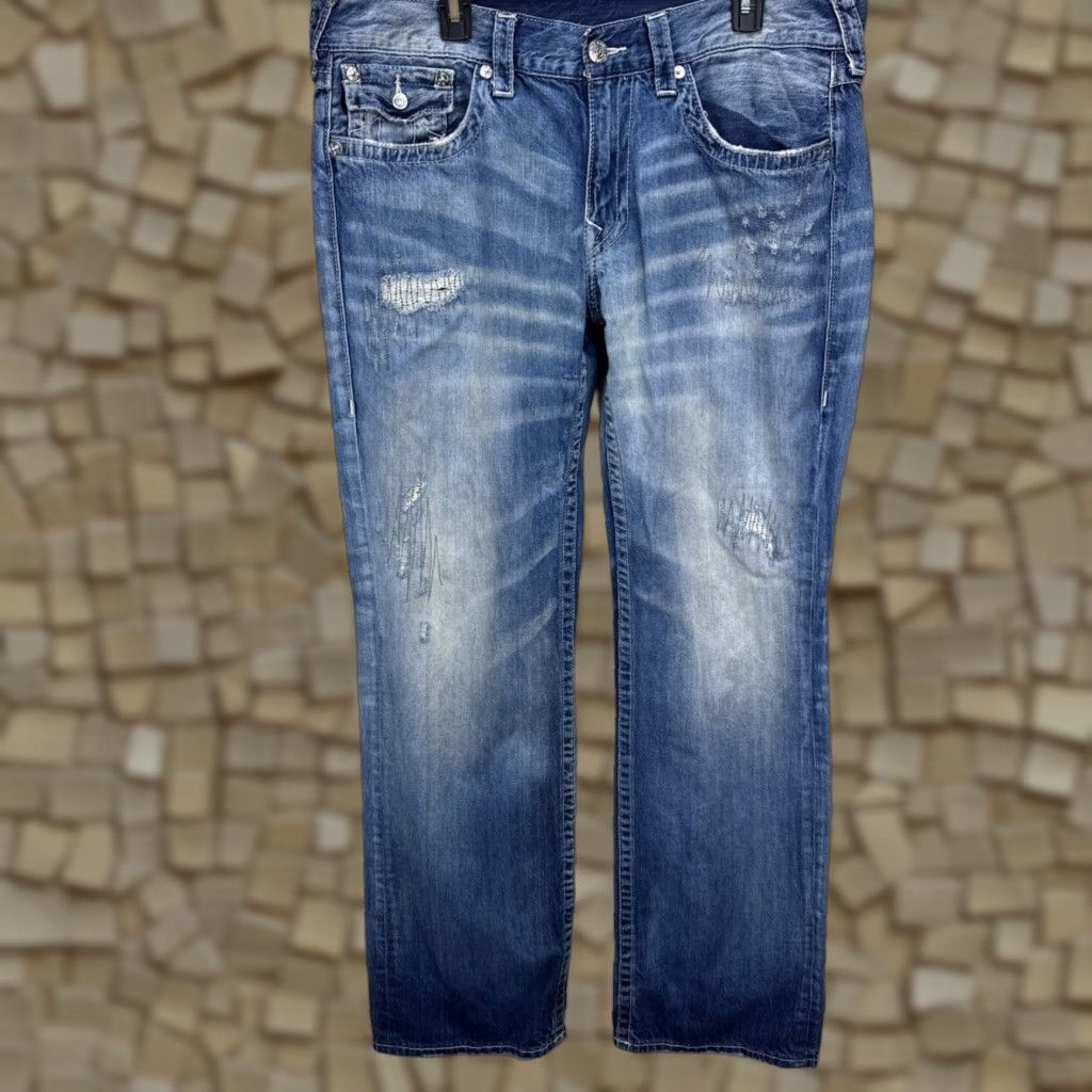 True Religion True Religion Jeans Men Straight Fit Distressed Blue Casual Size 38 Size US 38 / EU 54 - 1 Thumbnail