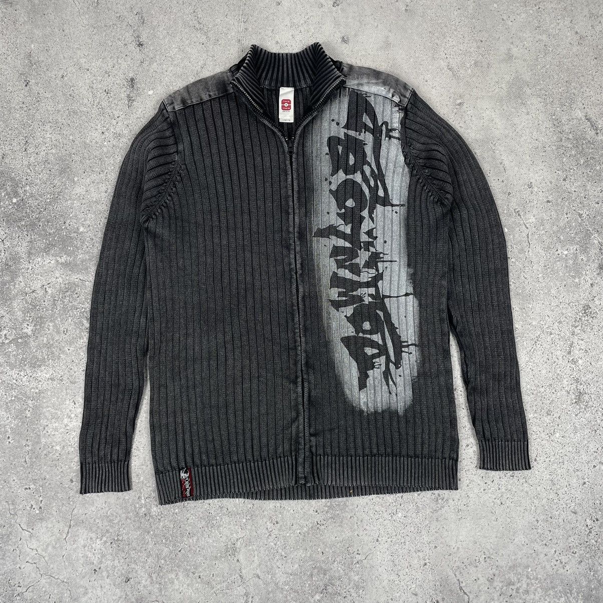 Japanese Brand Vintage Avant-Garde Faded Washed Knitted Zip Sweater Size US L / EU 52-54 / 3 - 2 Thumbnail