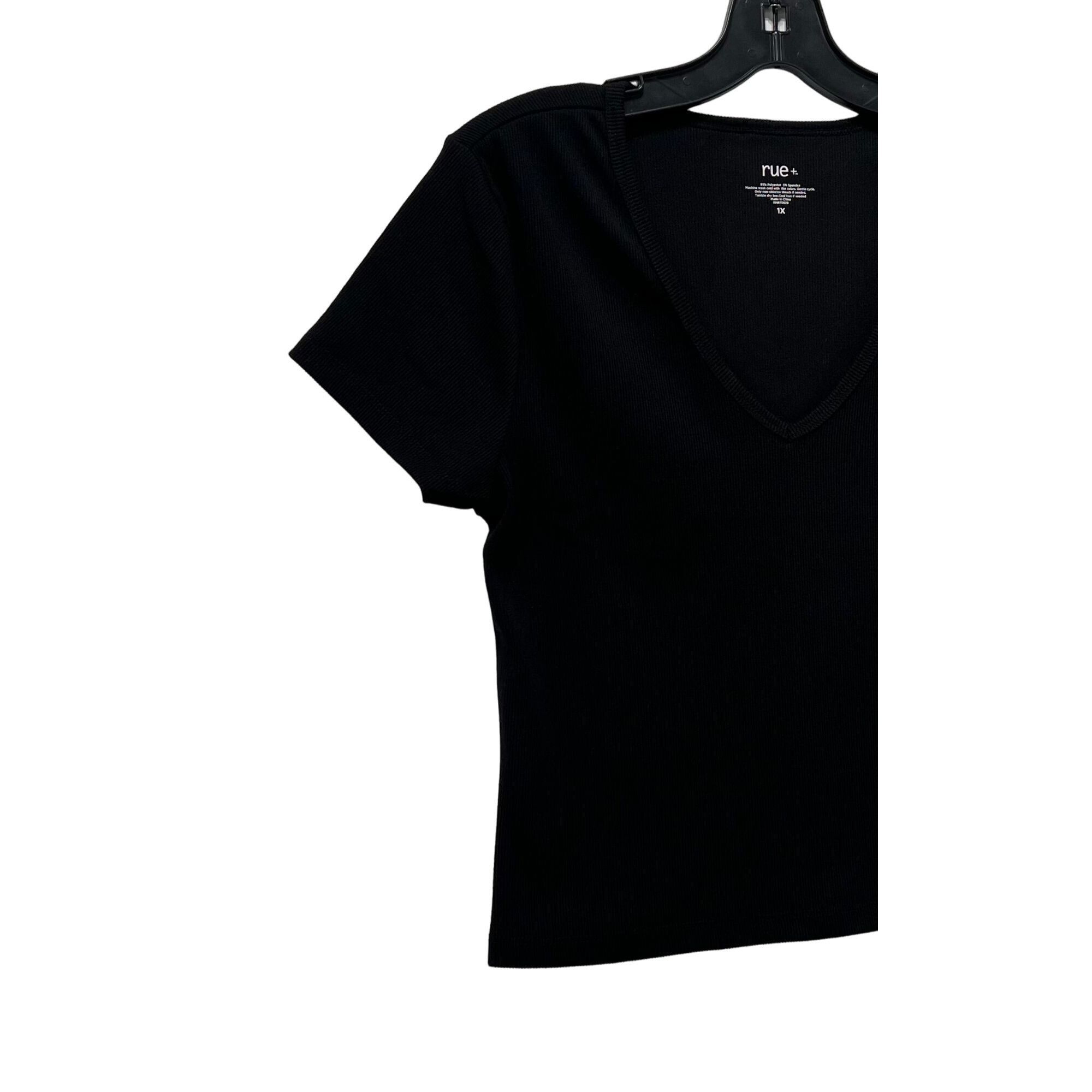Other Rue + - Women's Short Sleeve Top - Black - 1X Size XL / US 12-14 / IT 48-50 - 12 Thumbnail