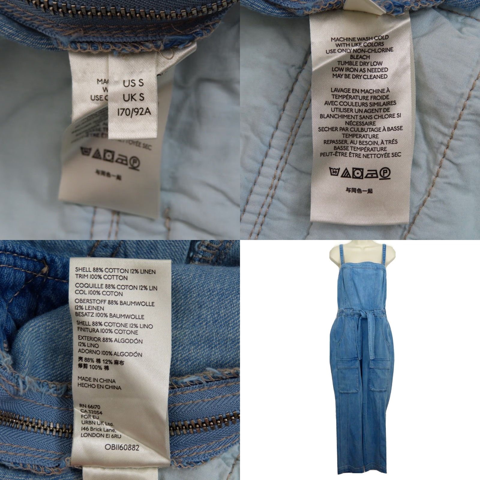 Free People Free People JumpSuit Womens Small Go West Denim Utility Mirage Blue OB1160882 Size 28" / US 6 / IT 42 - 9 Thumbnail