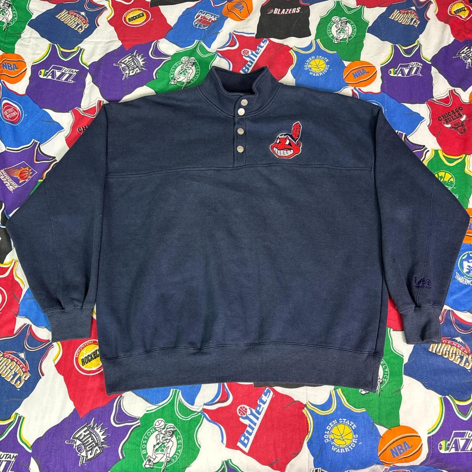MLB × Vintage VTG Cleveland Indians Guardians MLB Mens Sz XL Quarter Zip Size US XL / EU 56 / 4 - 1 Thumbnail