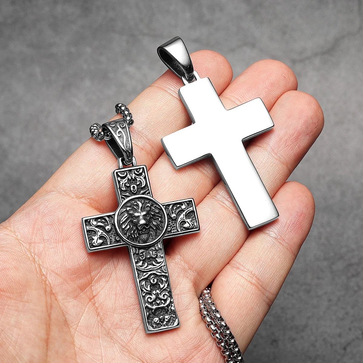 Other Lion Carving Cross Pendant Accessories Necklace Gifts Size ONE SIZE - 1 Thumbnail