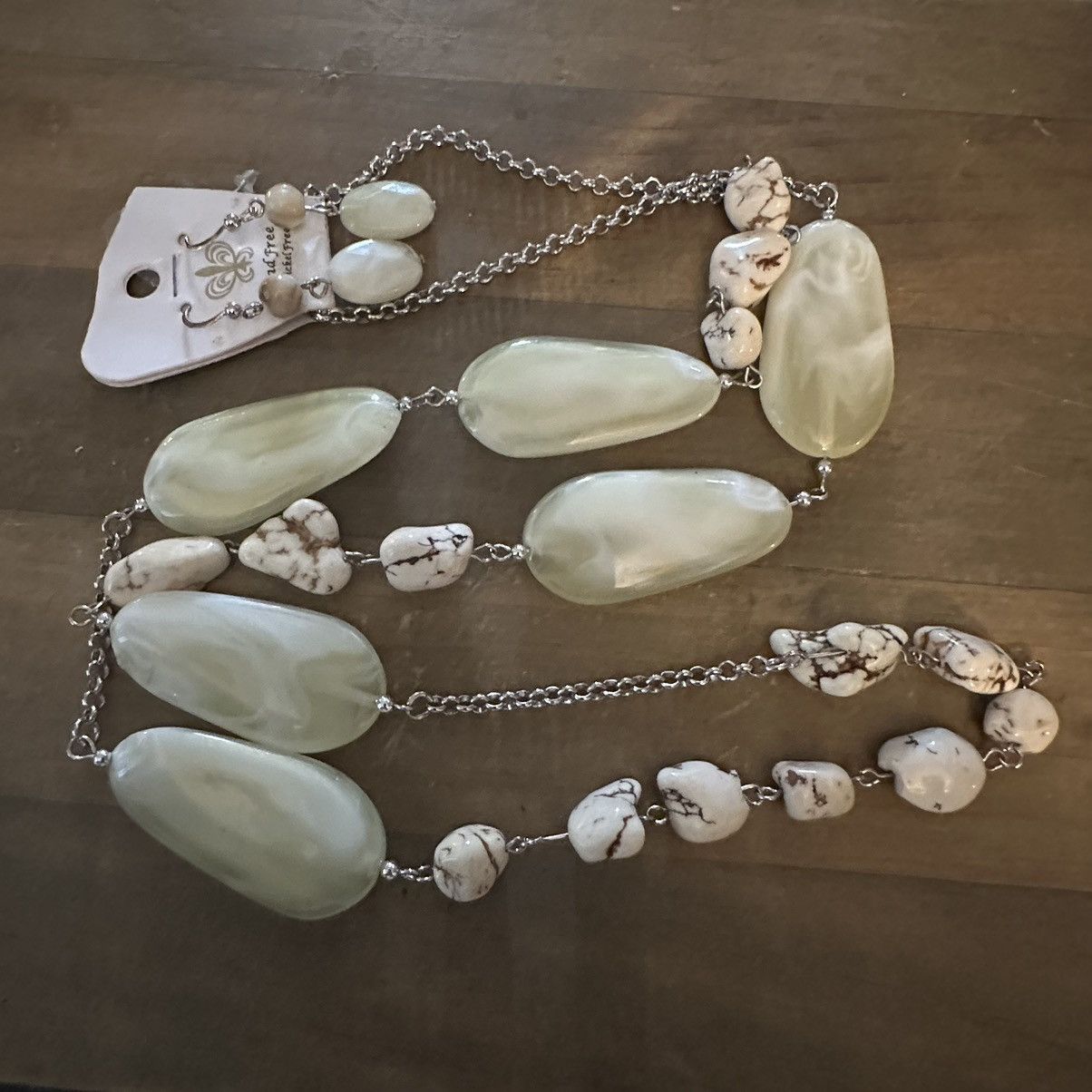 Other Long polished rock chain necklace and earrings set Size ONE SIZE - 2 Thumbnail