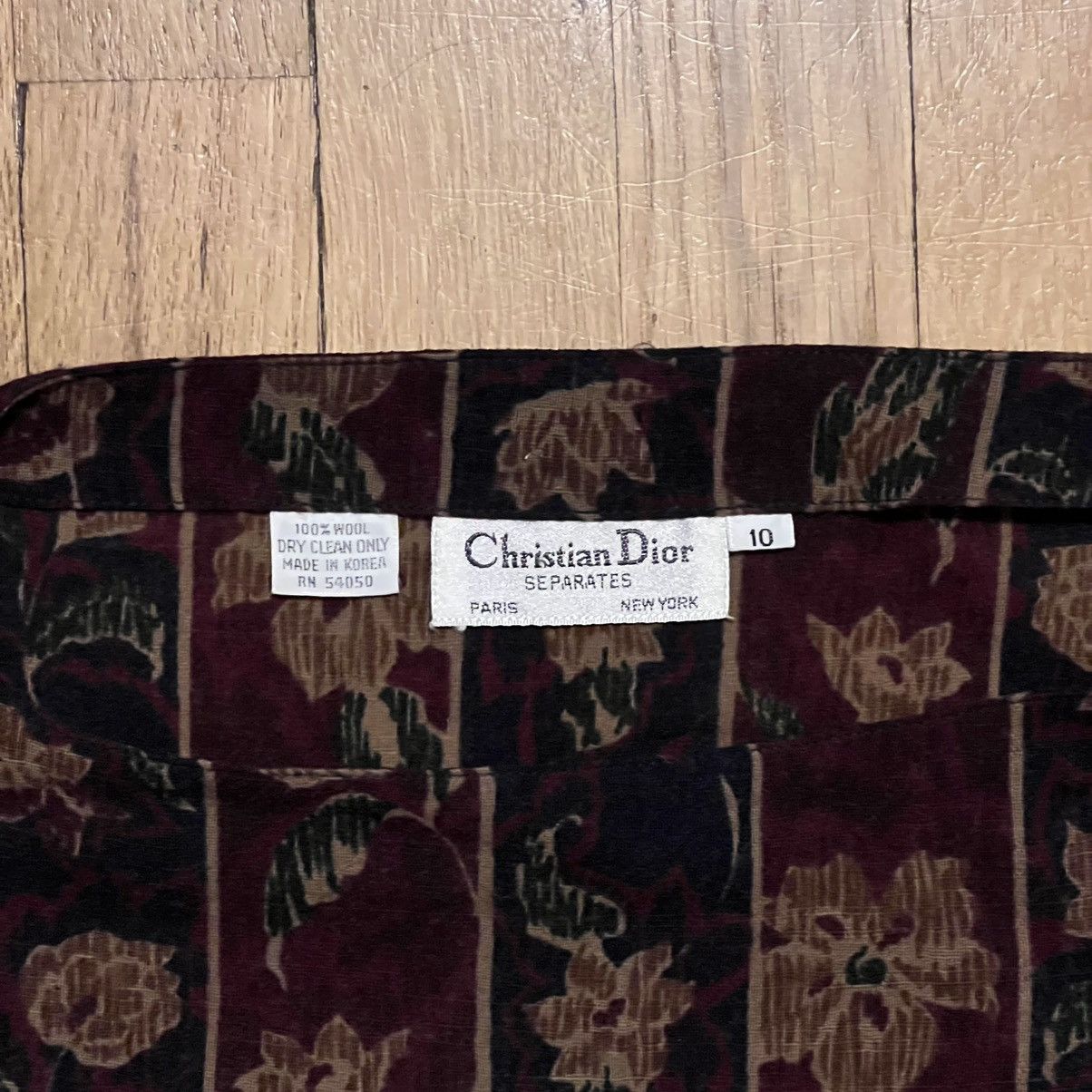 Dior Vintage Christian Dior Brown Floral Medium Wool Top Size M / US 6-8 / IT 42-44 - 2 Thumbnail
