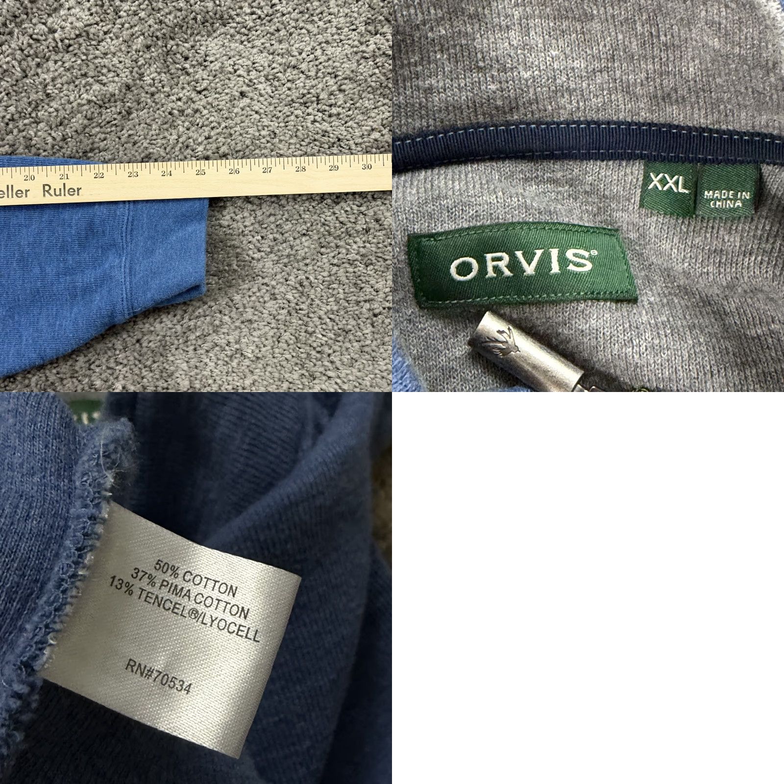Orvis Orvis Sweater Mens 2XL Blue Long Sleeve 1/4 Zip Pullover Pima Cotton Knit Mock Neck Casual Baseball Card? Size US XXL / EU 58 / 5 - 8 Thumbnail