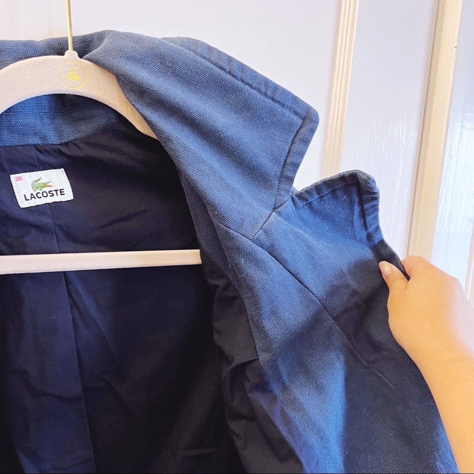 Lacoste Blue Cotton Double-Breasted Blazer