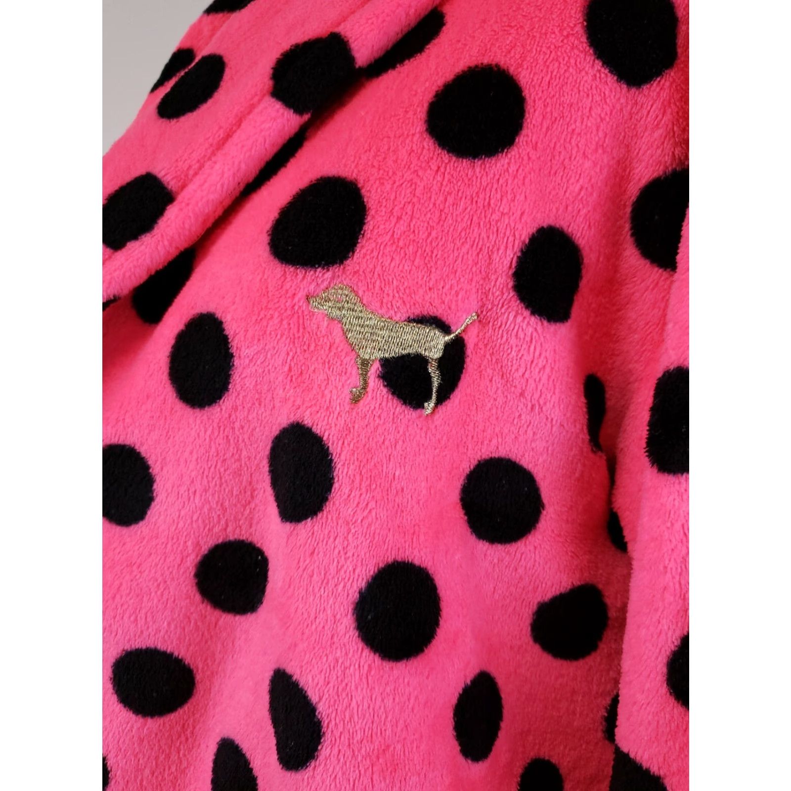 Pinko VINTAGE PINK Victoria's Secret Robe Womens XS/S Pink Polka Dot Kimono Sleepwear Ladies Lightweight Fleece Size ONE SIZE - 3 Thumbnail