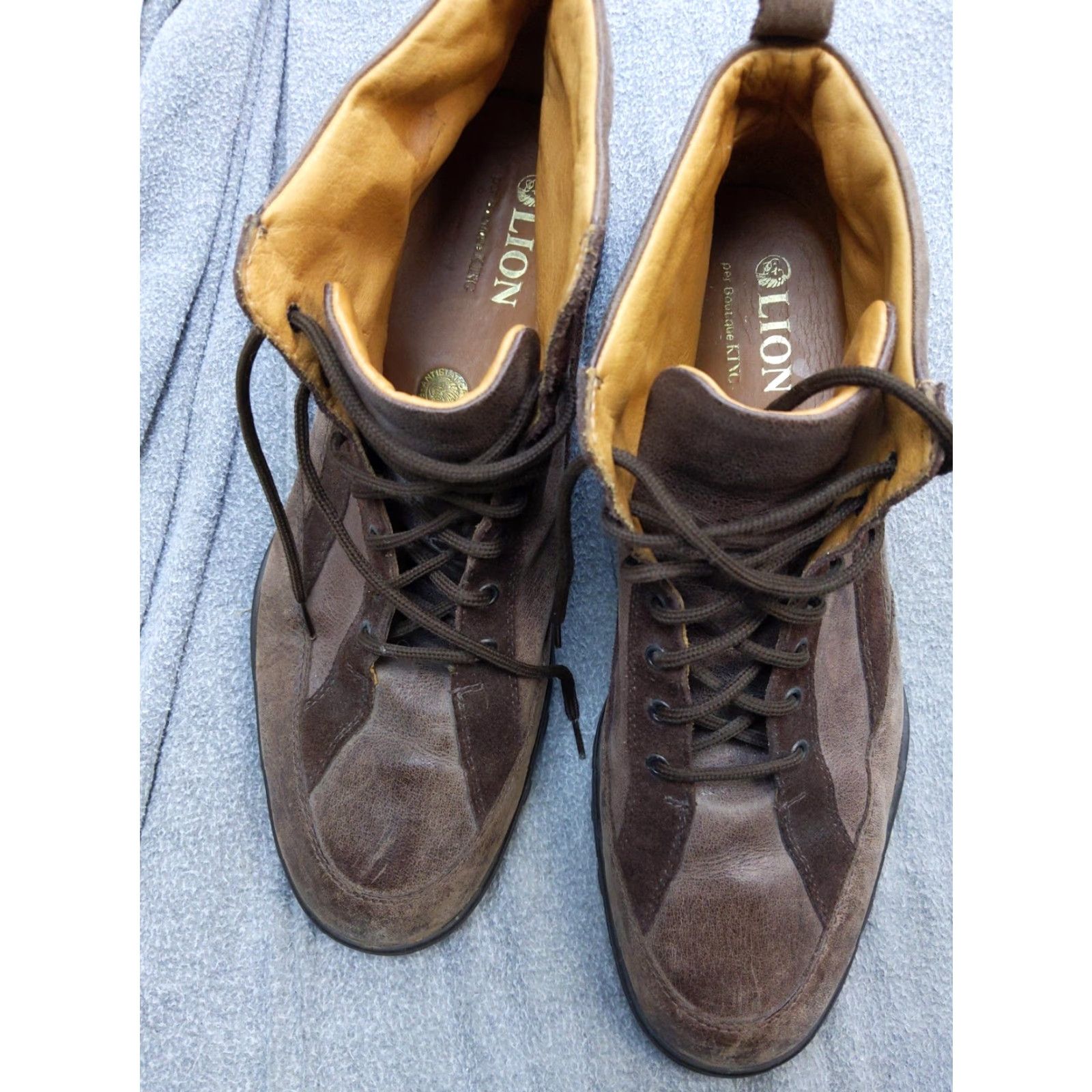 47 Lion Chukka Boots Mens 13.5 Brown Leather Non-Slip Lace Up Ankle Casual Boots Size US 14 / EU 47 - 2 Thumbnail