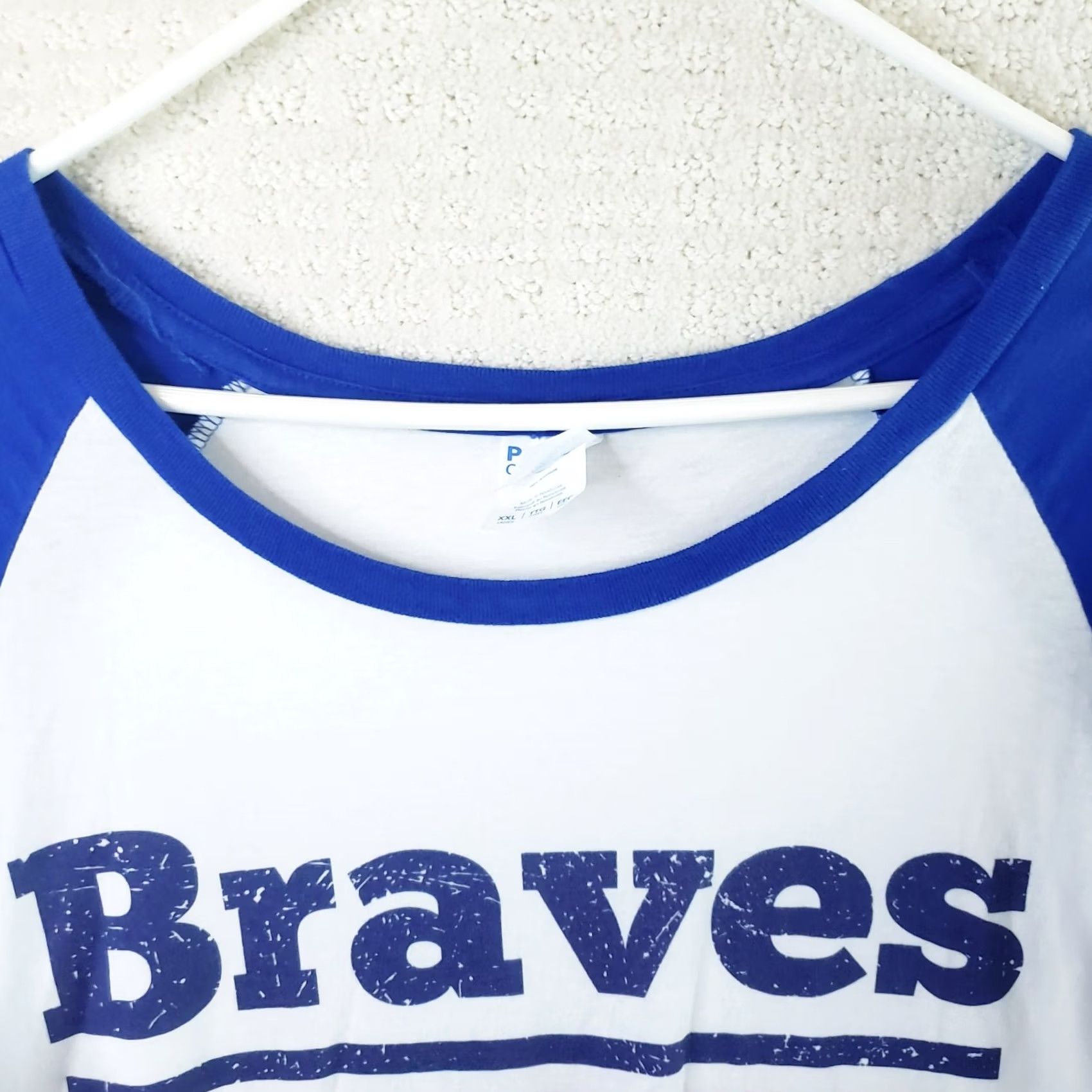 Vintage VINTAGE Atlanta Braves Women's T-Shirt 2XL White Blue Nike Pullover Short Sleeve Round Neck Baseball Tee Size XXL / US 16-18 / IT 52-54 - 4 Thumbnail