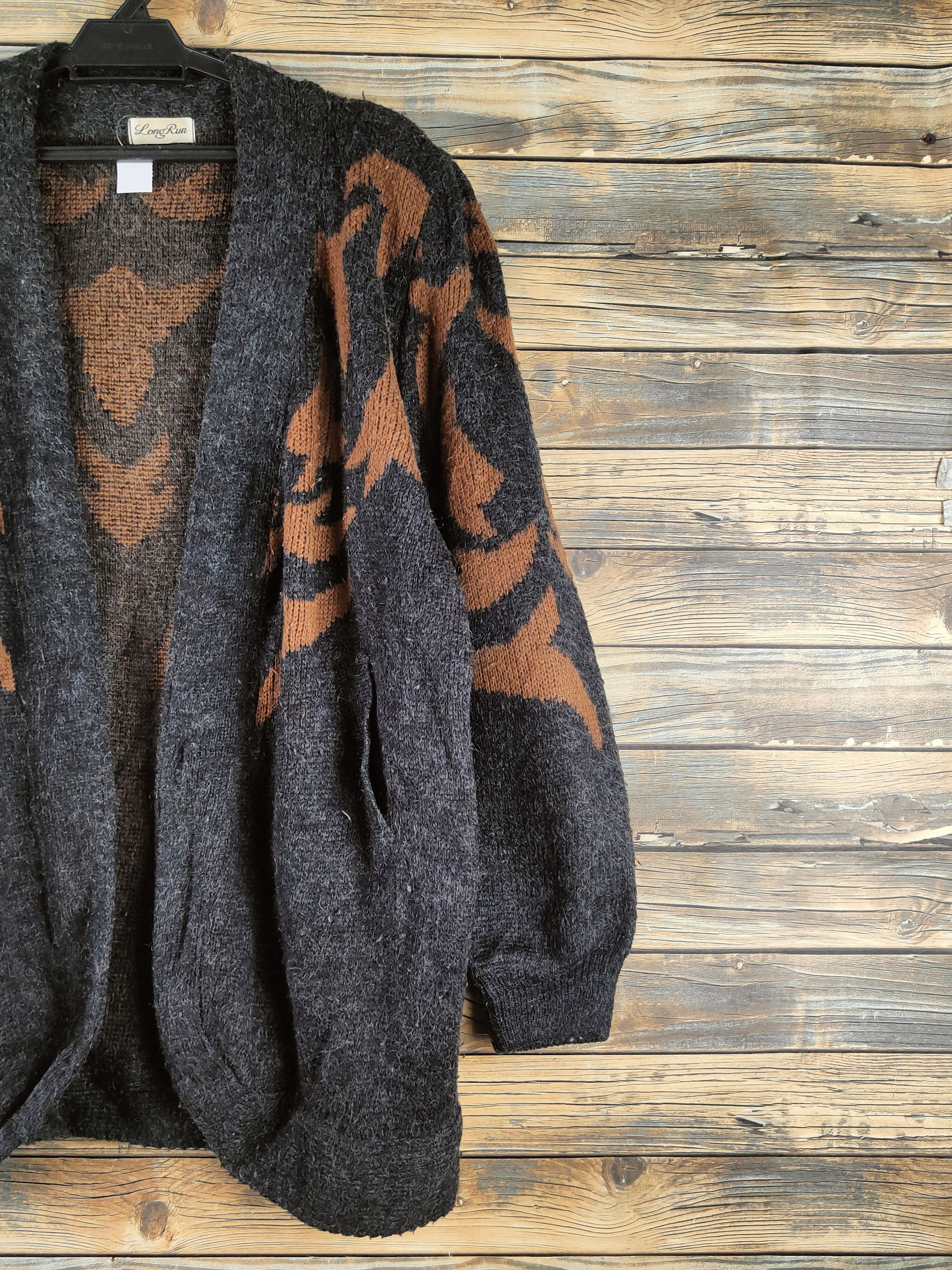 Japanese Brand DL Long Run Black Brown Knitwear Cardigans #46-426 Size L / US 10 / IT 46 - 5 Thumbnail