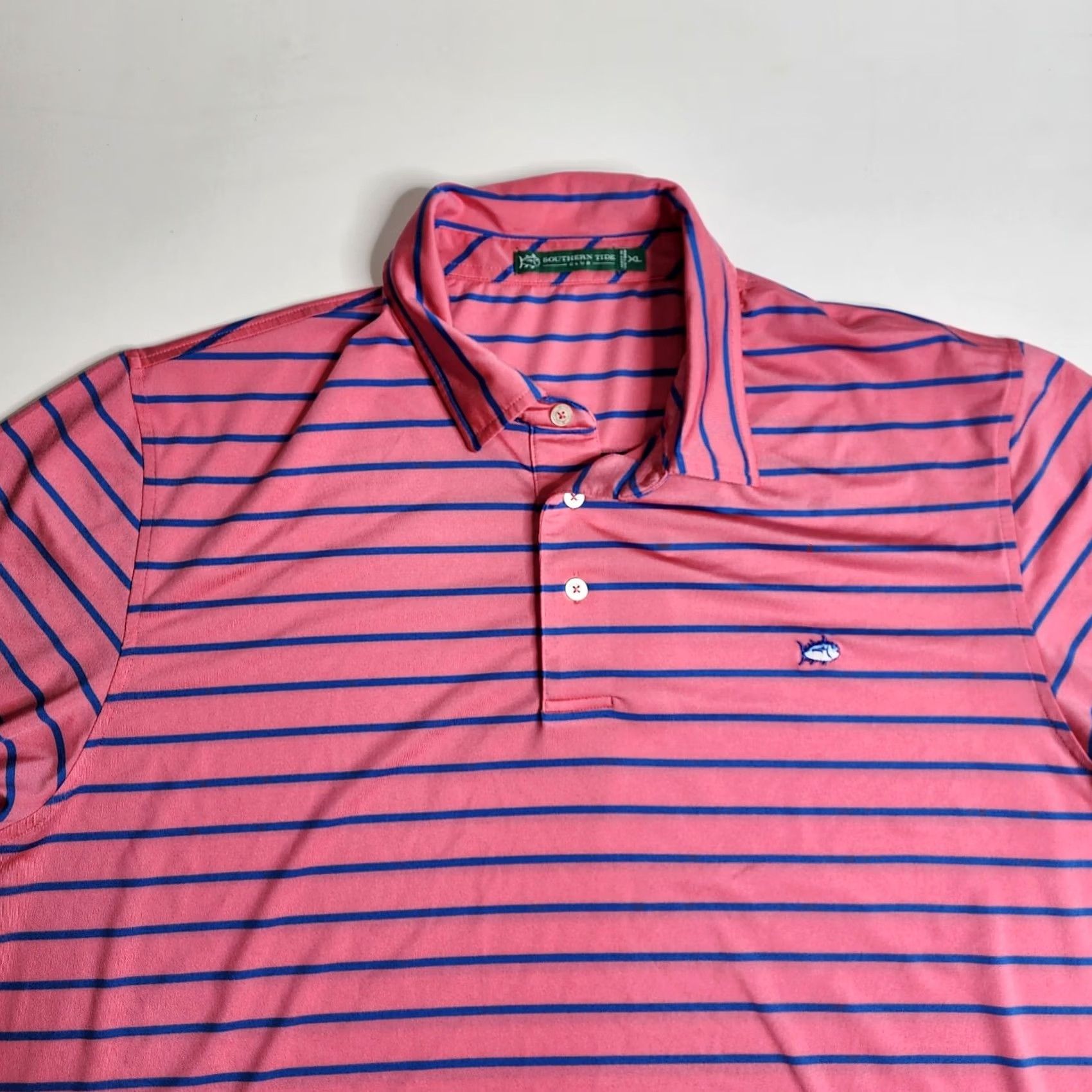 Southern Tide Southern Tide Polo Shirt Men's XL Blue Pink Striped Golf Preppy Stretch Size US XXL / EU 58 / 5 - 2 Thumbnail