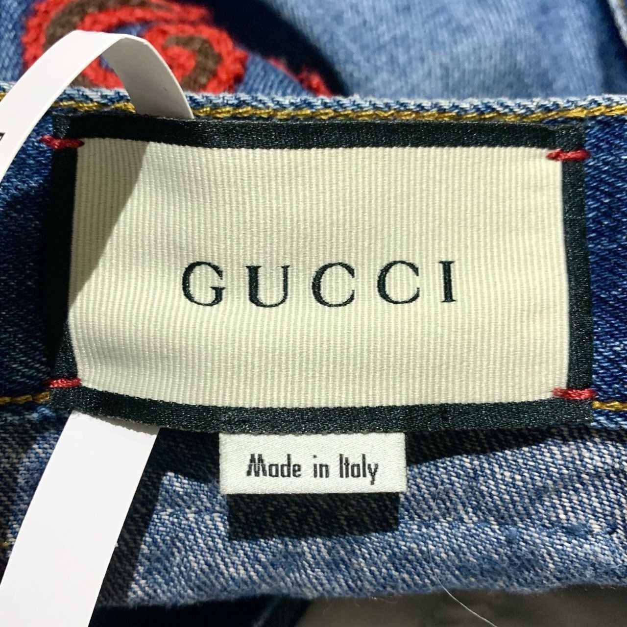 Gucci Gucci Leather Patch Logo Denim Shorts, Blue Size 27" / US 4 / IT 40 - 2 Thumbnail