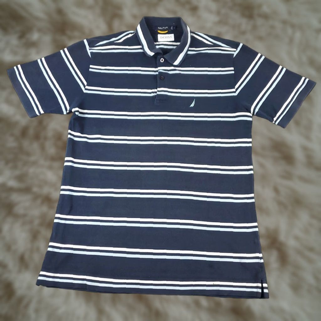 Nautica Nautica Blue Striped Polo Shirt Mens Large Casual Short Sleeve Activewear Size US L / EU 52-54 / 3 - 1 Thumbnail