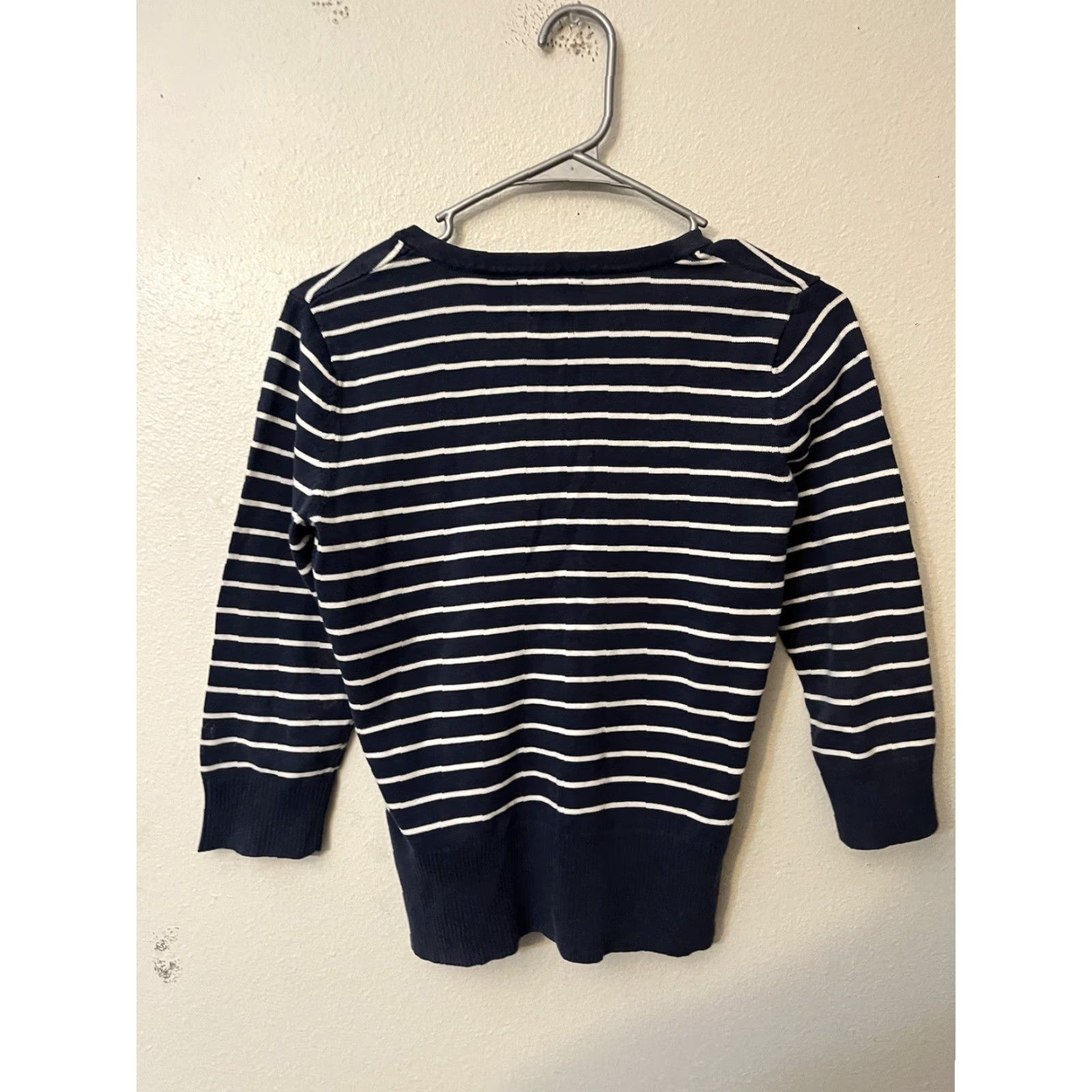 Van Heusen VAN HEUSEN Women Cardigan XS Navy Striped 3/4 Sleeve Cardigan Size XS / US 0-2 / IT 36-38 - 3 Thumbnail