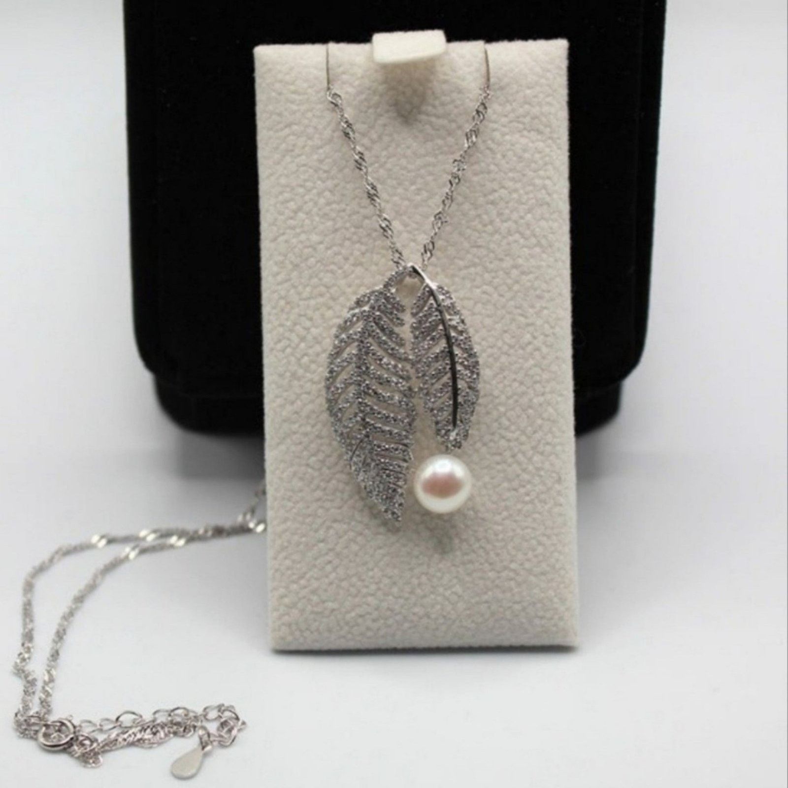 Other Double Leaves Necklace Pearl Pendant Sterling Silver NWT Size ONE SIZE - 4 Thumbnail