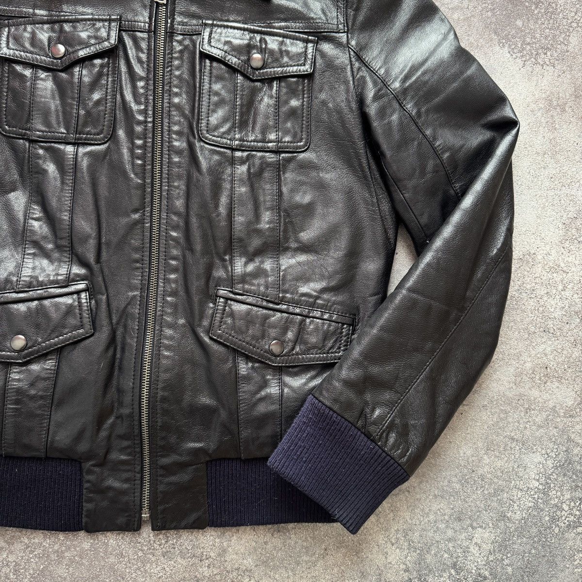 If Six Was Nine Avant Garde Vintage Y2K Multi-pocket Leather Bomber Jacket Size S / US 4 / IT 40 - 9 Thumbnail